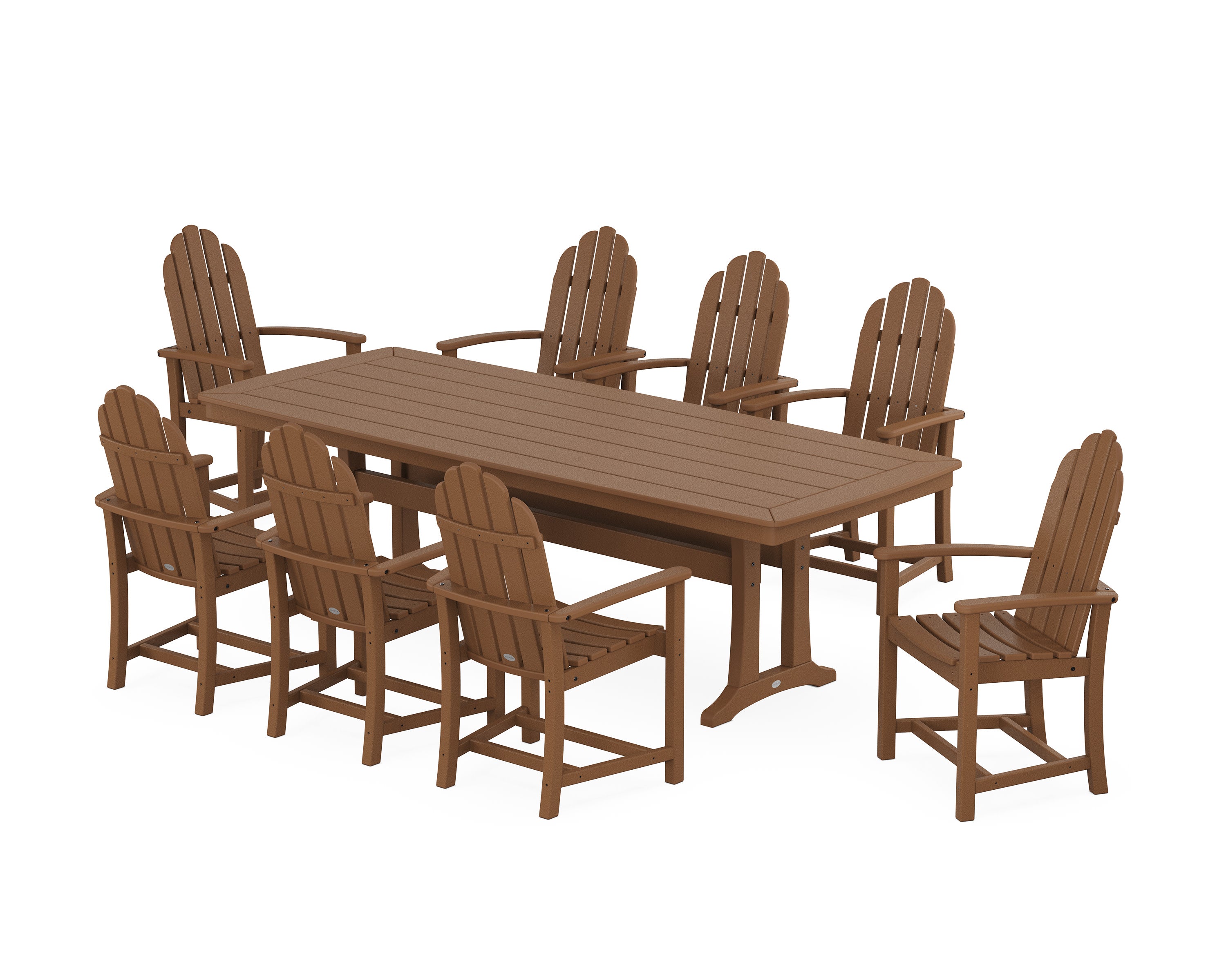 Classic Adirondack 9-Piece Dining Set with Trestle Legs in Teak