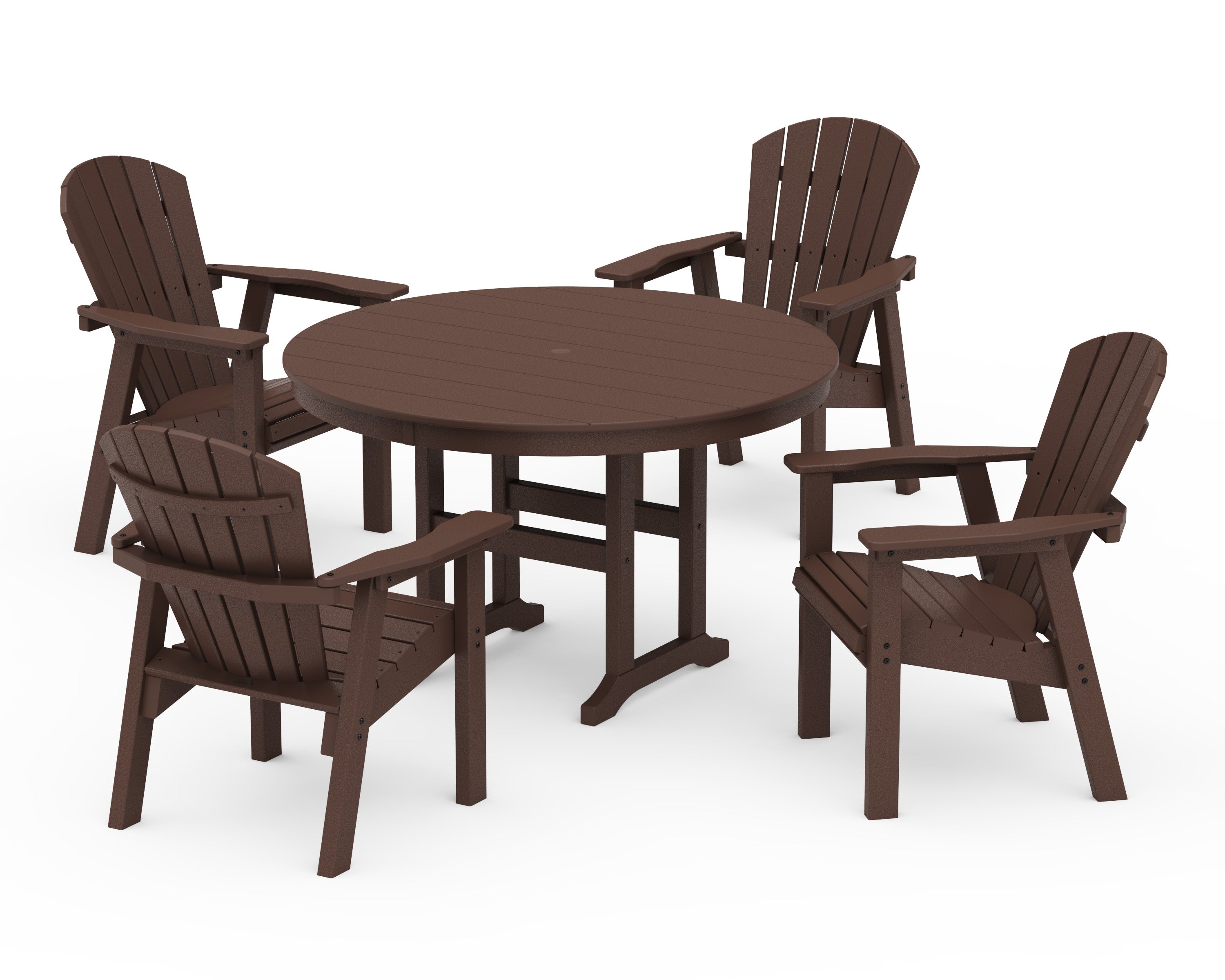 Seashell 5-Piece Round Farmhouse Dining Set in Mahogany