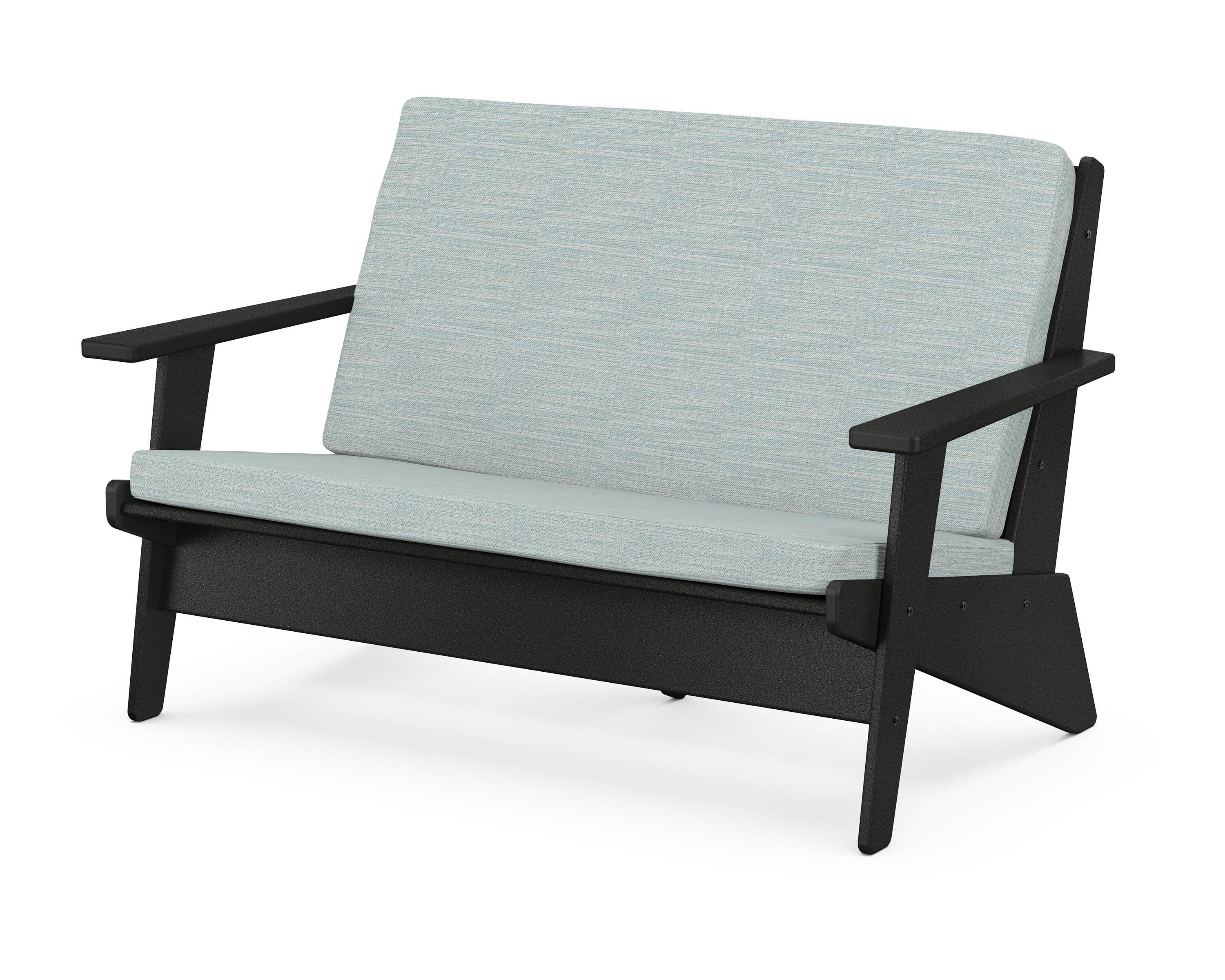 Riviera Modern Lounge Loveseat in Black / Soothe Mist