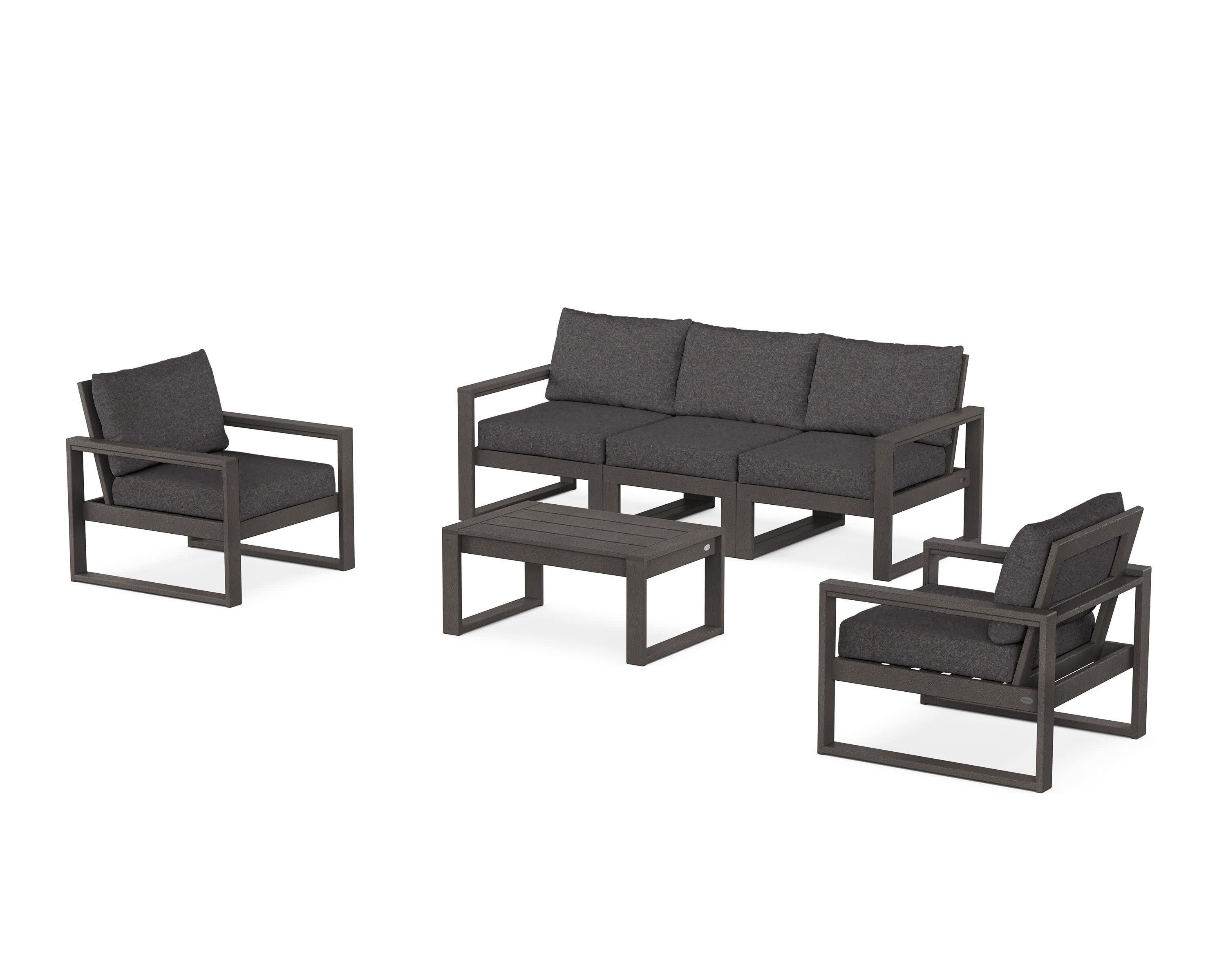 EDGE Sectional 4-Piece Deep Seating Set with Sofa in Vintage Coffee / Ash Charcoal