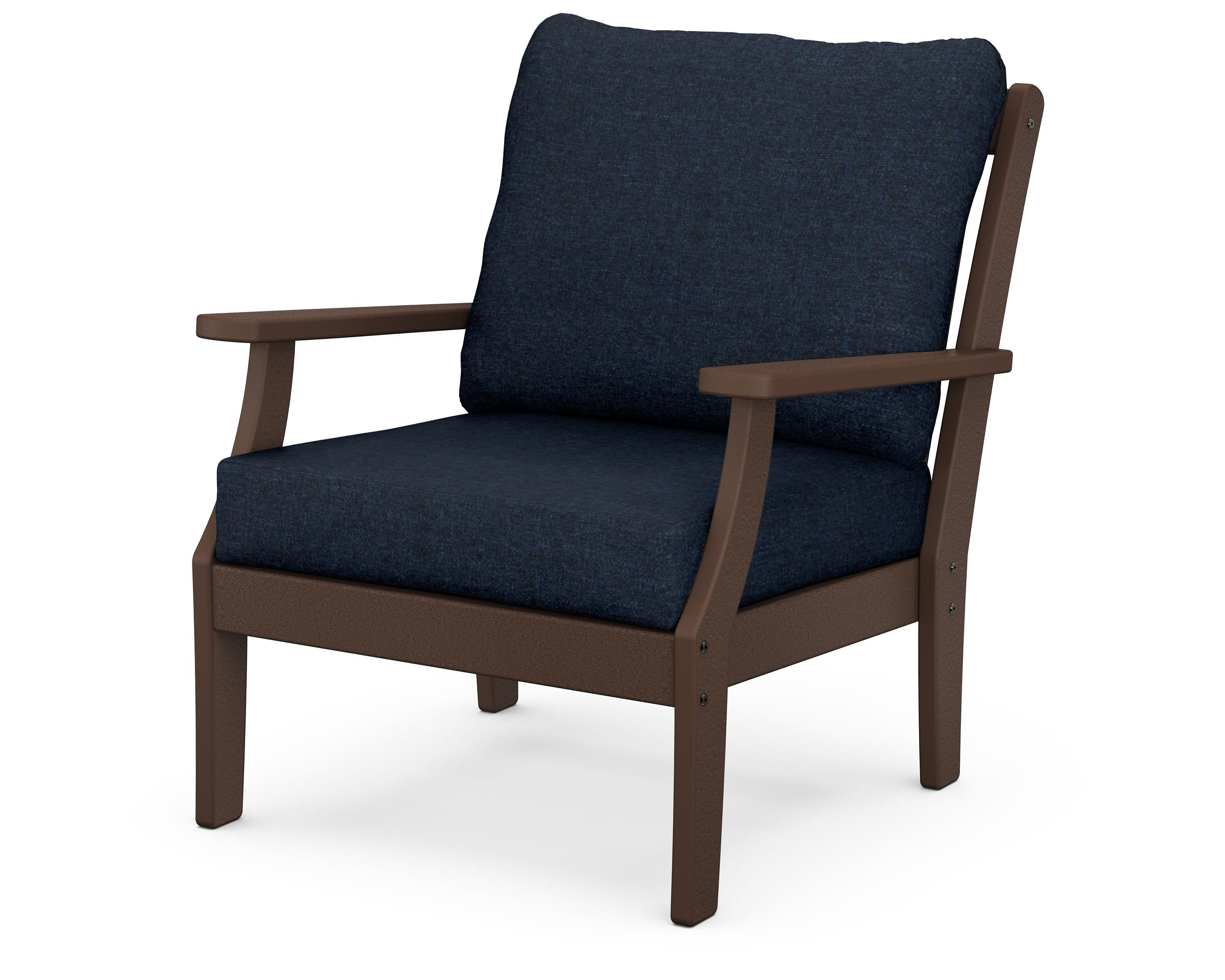 Braxton Deep Seating Chair in Mahogany / Marine Indigo