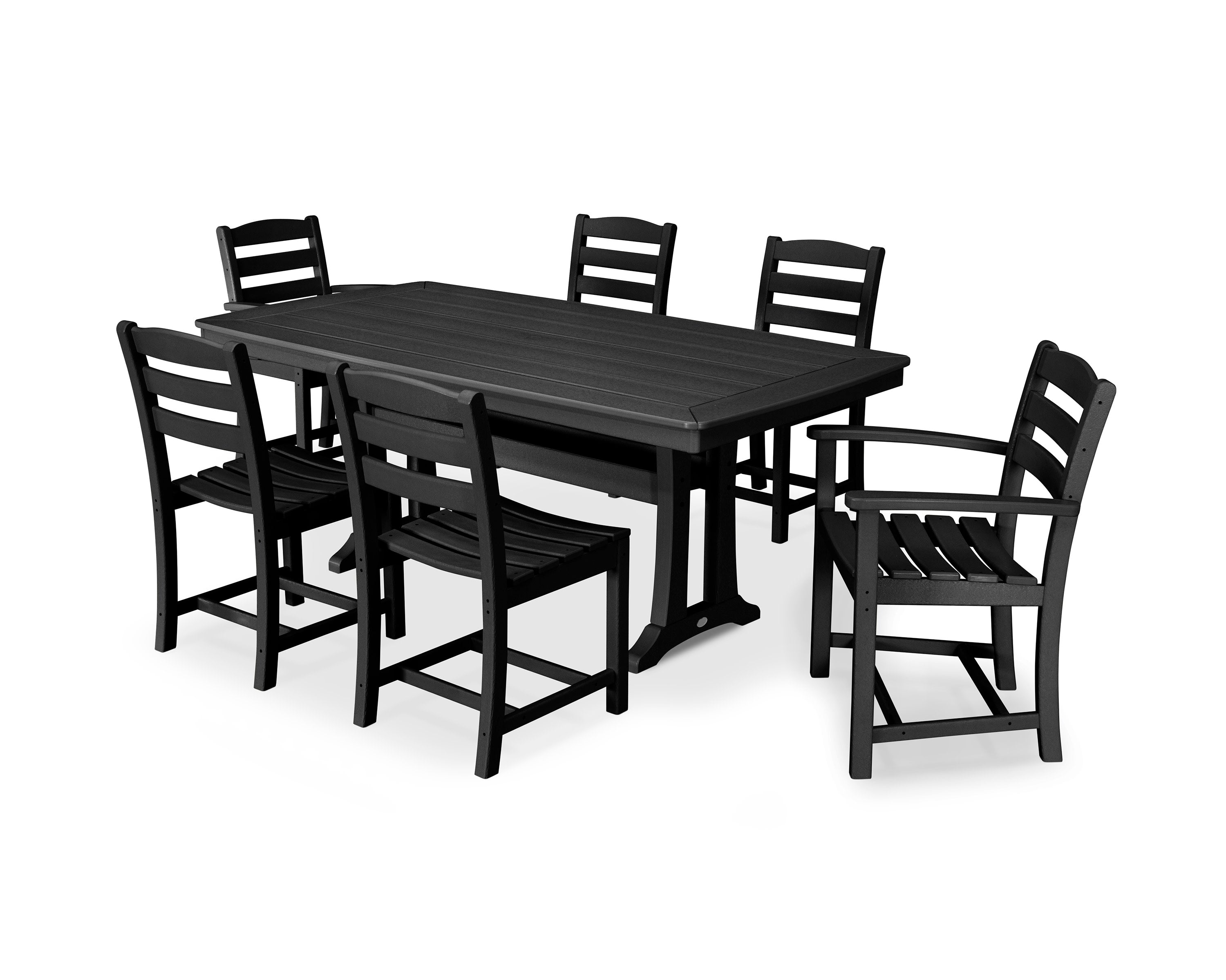 La Casa Caf 7-Piece Dining Set with Trestle Legs in Black
