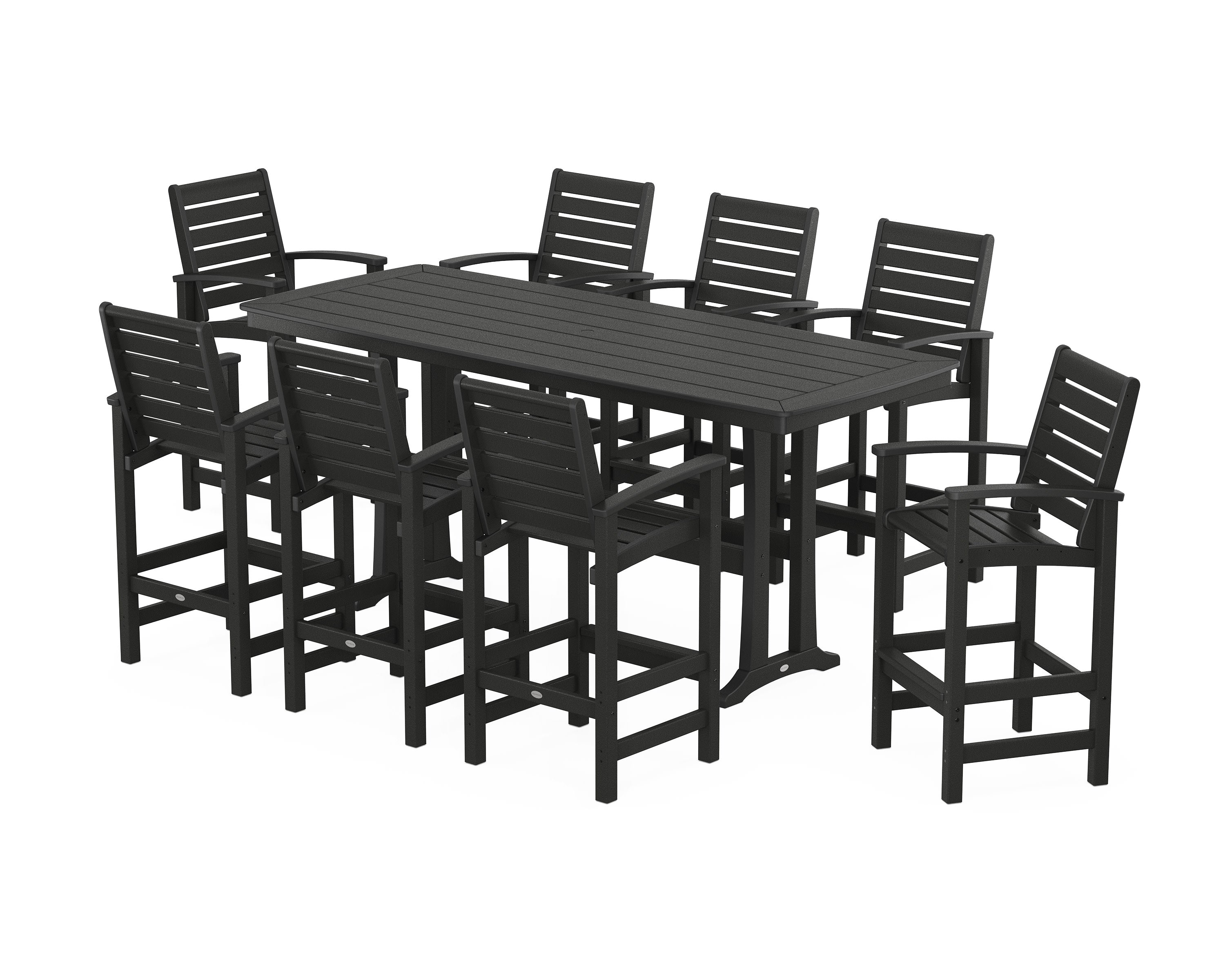 Signature 9-Piece Bar Set with Trestle Legs in Black
