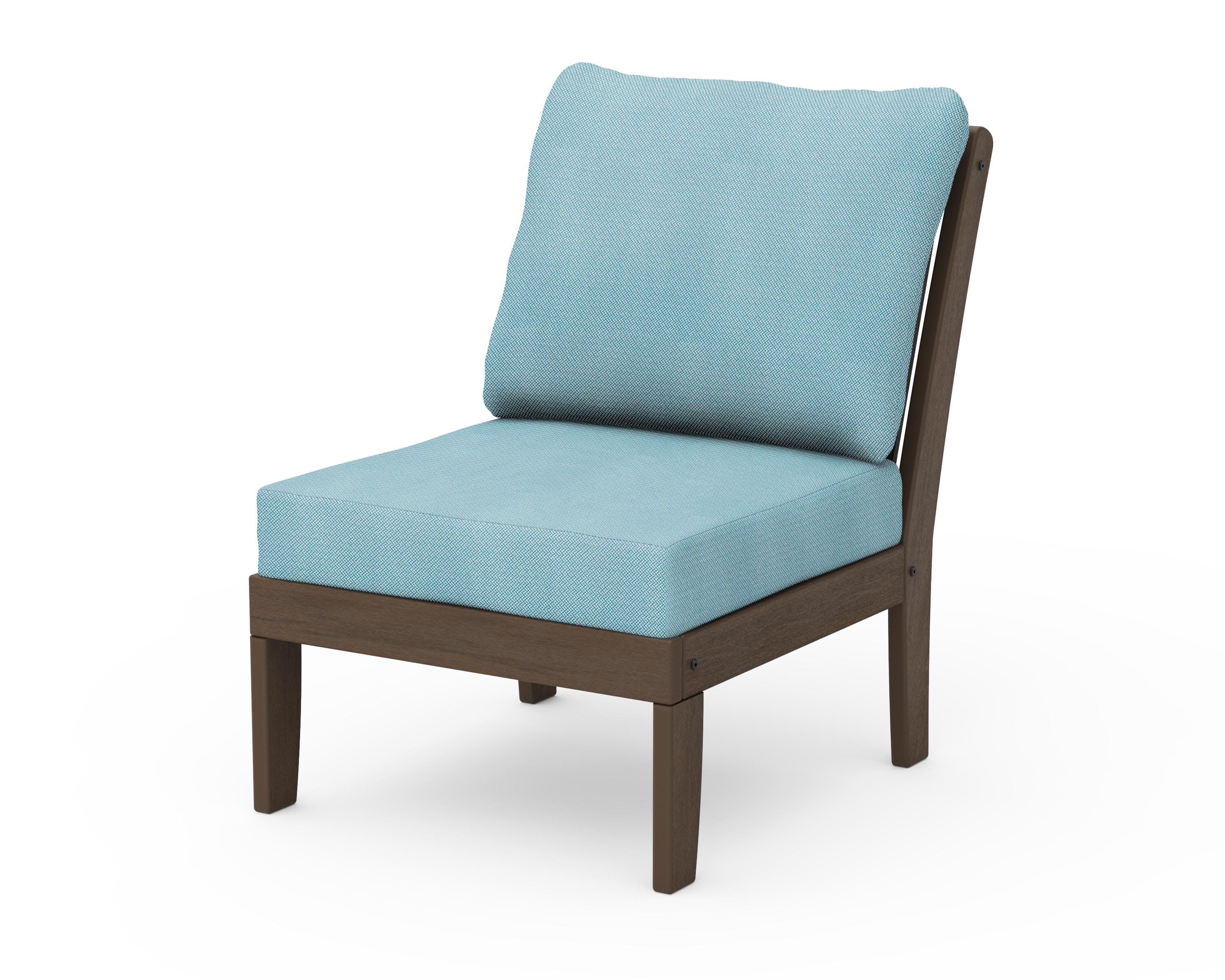 Braxton Modular Armless Chair in Kona / Lattice Sky Blue