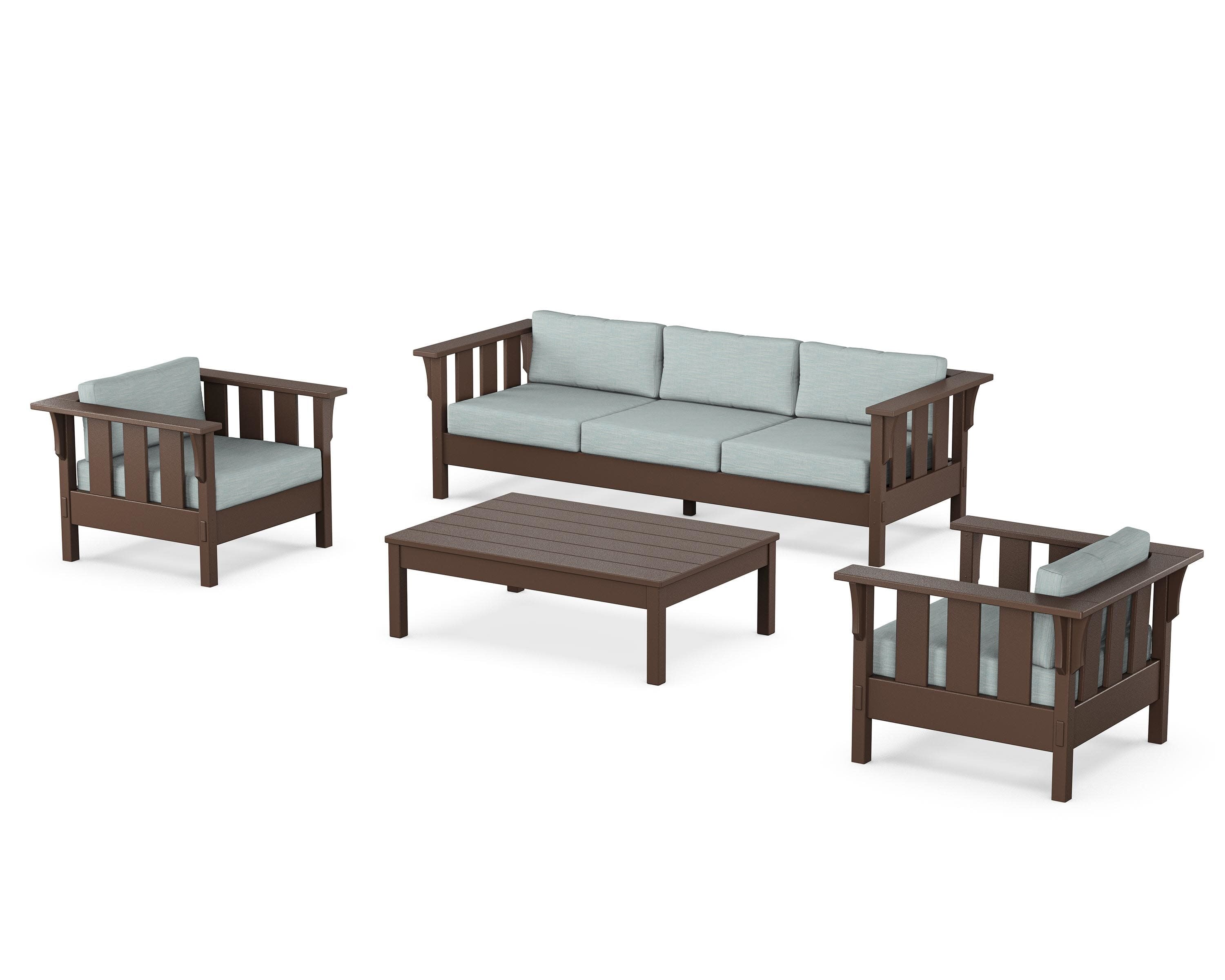 Acadia 4-Piece Deep Seating Set with Sofa in Mahogany / Soothe Mist