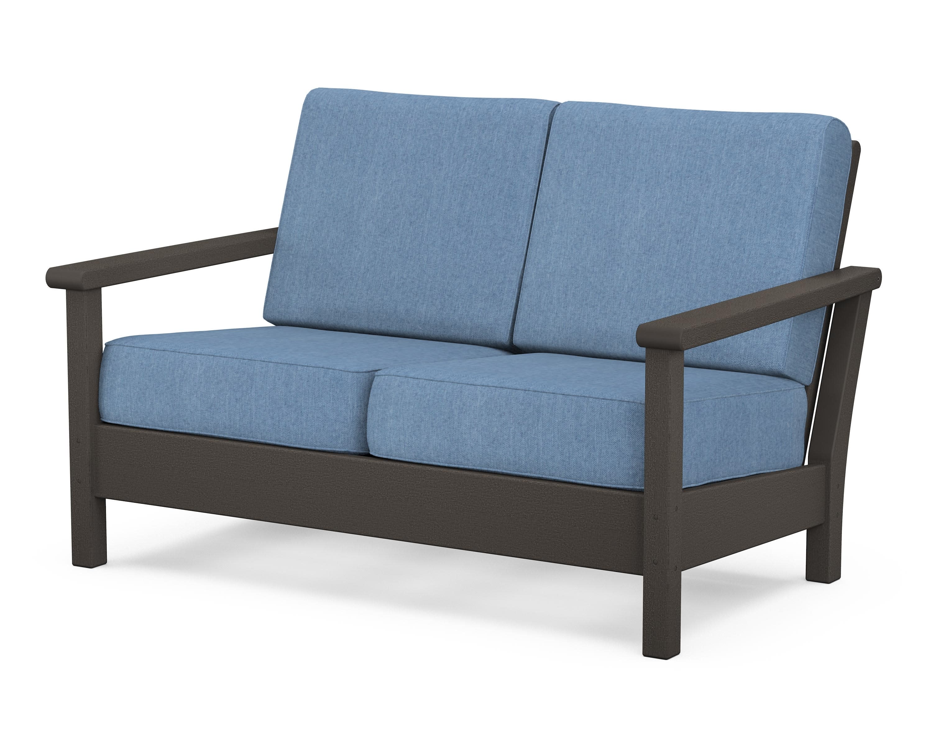 Harbour Deep Seating Loveseat in Vintage Coffee / Sky Blue