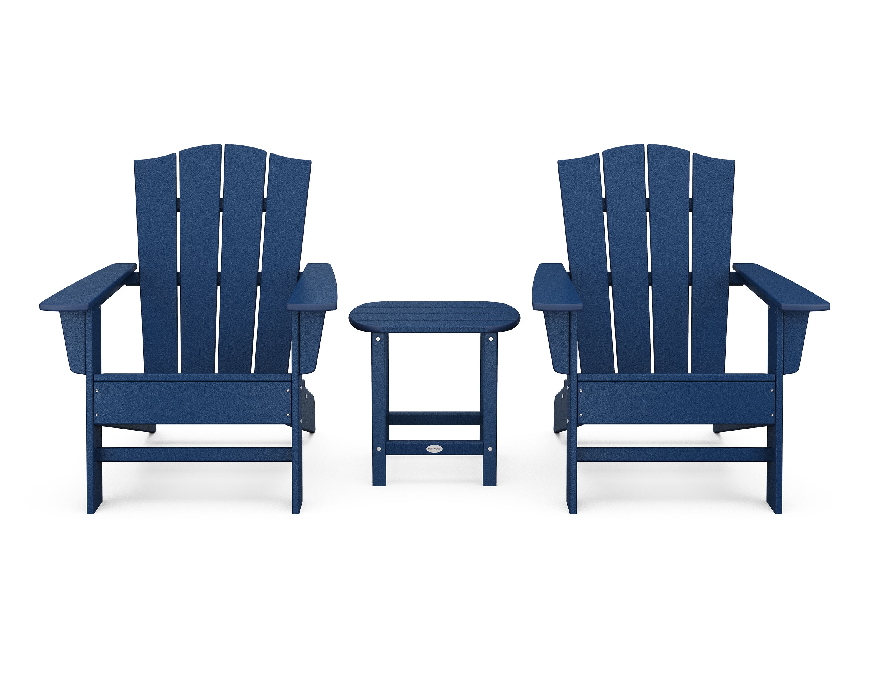 Wave 3-Piece Adirondack Chair Set with The Crest Chairs in Navy