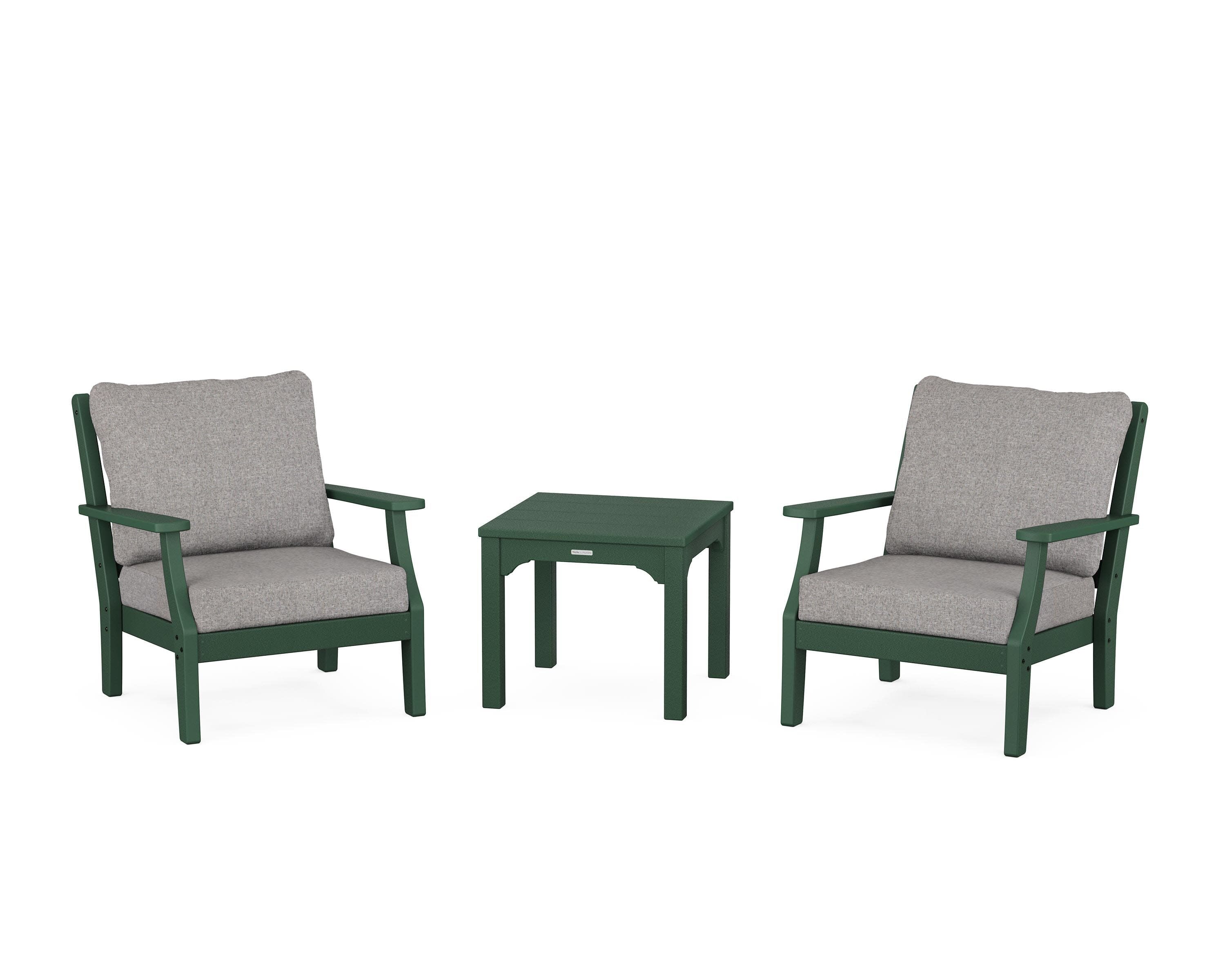 Chinoiserie 3-Piece Deep Seating Set in Green / Grey Mist