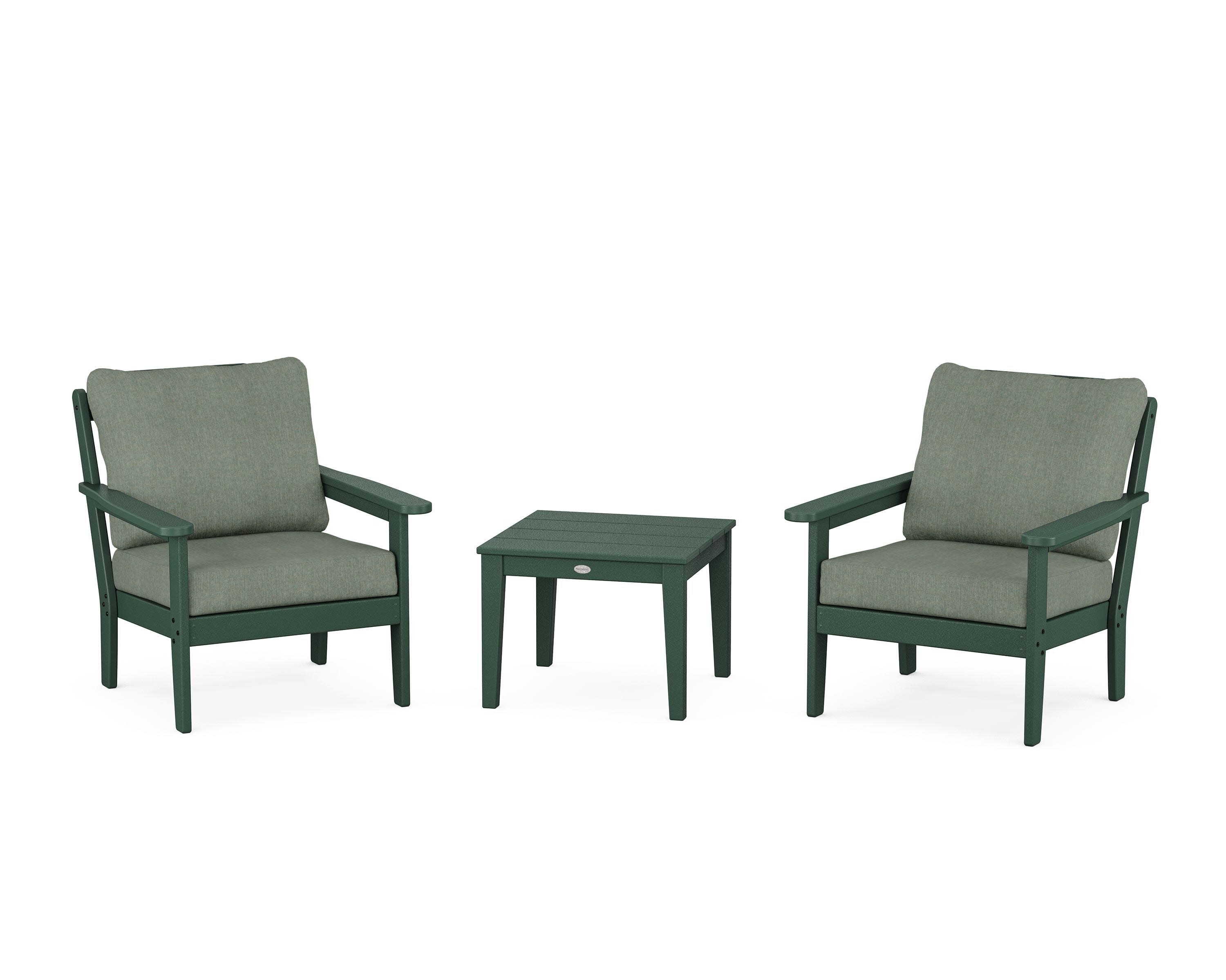 Cottage 3-Piece Deep Seating Set in Green / Cast Sage