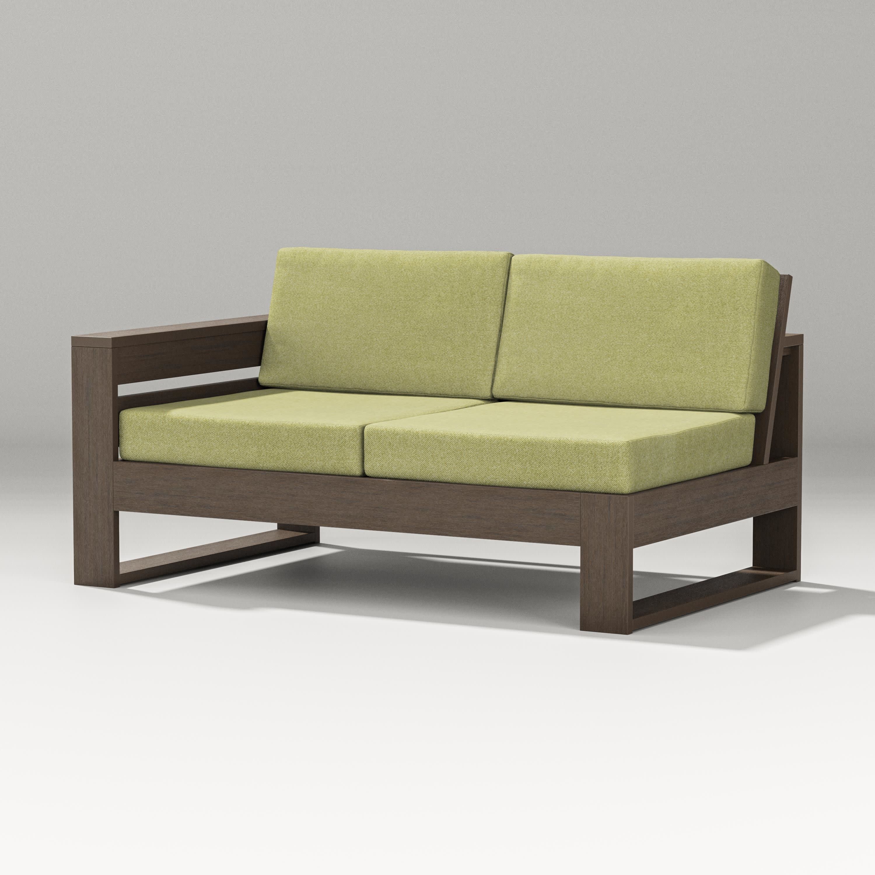 Latitude Modular Left Arm Loveseat in Kona / Chartreuse Boucle