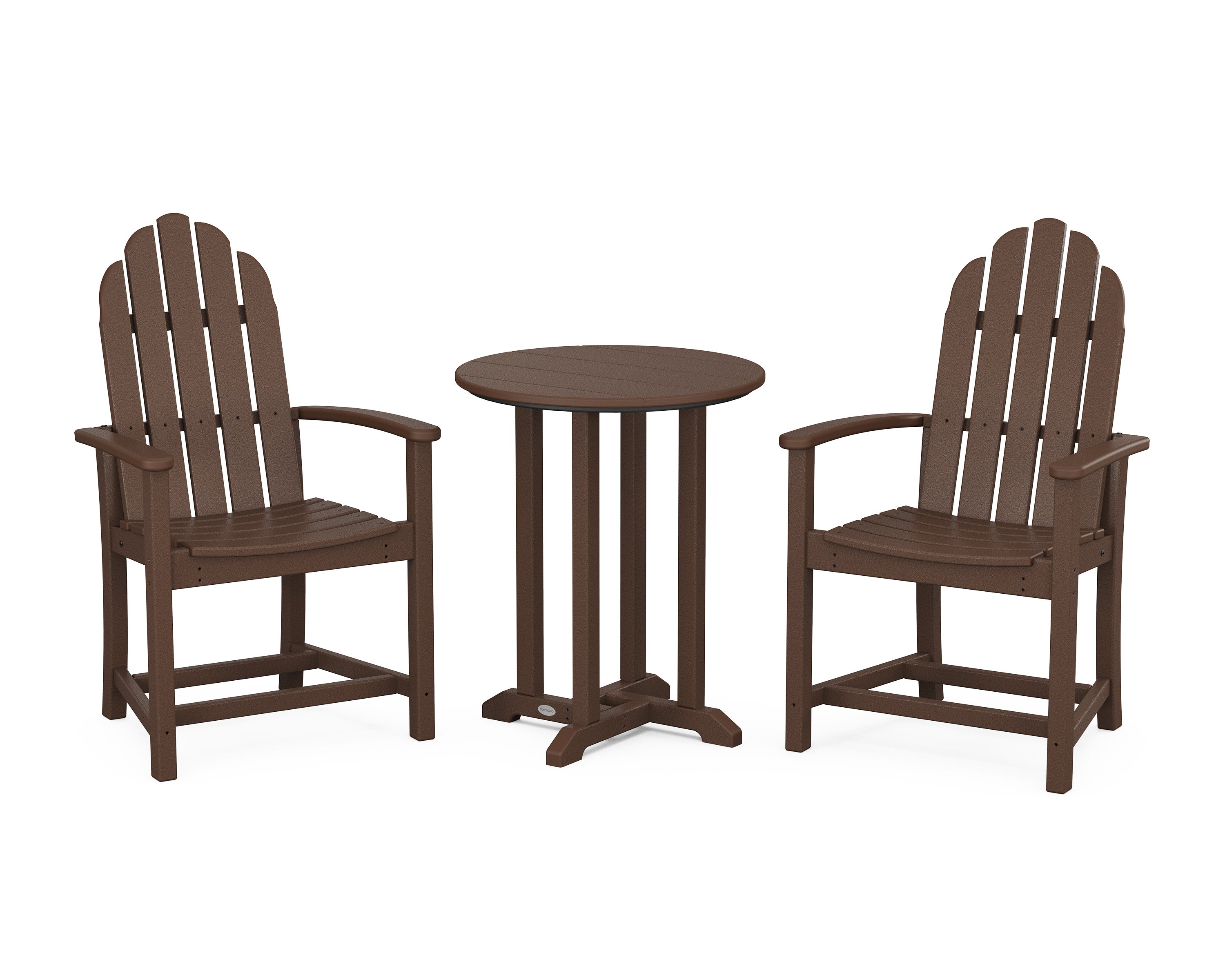 Classic Adirondack 3-Piece Round Bistro Dining Set in Mahogany