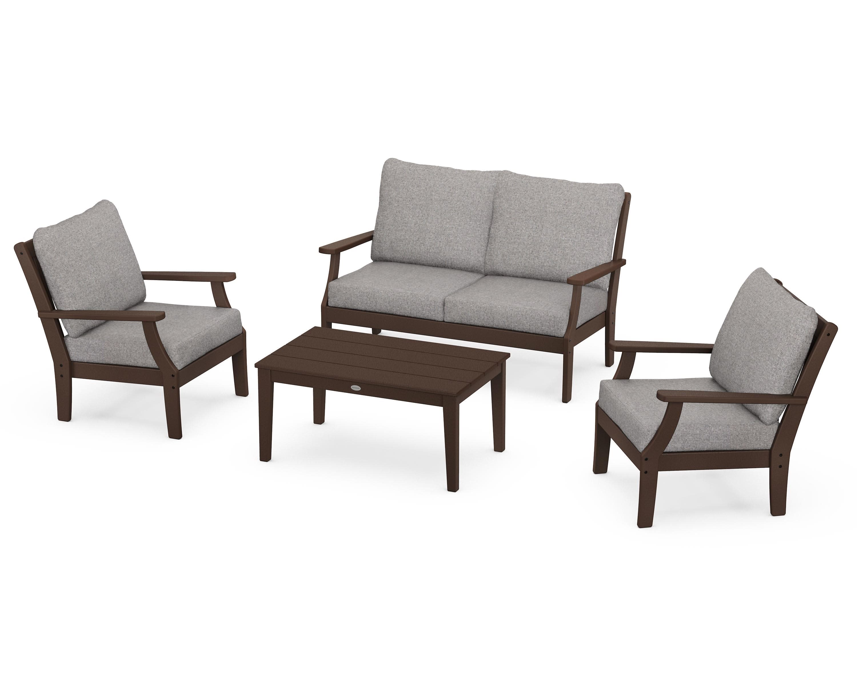 Braxton 4-Piece Deep Seating Chair Set in Mahogany / Grey Mist