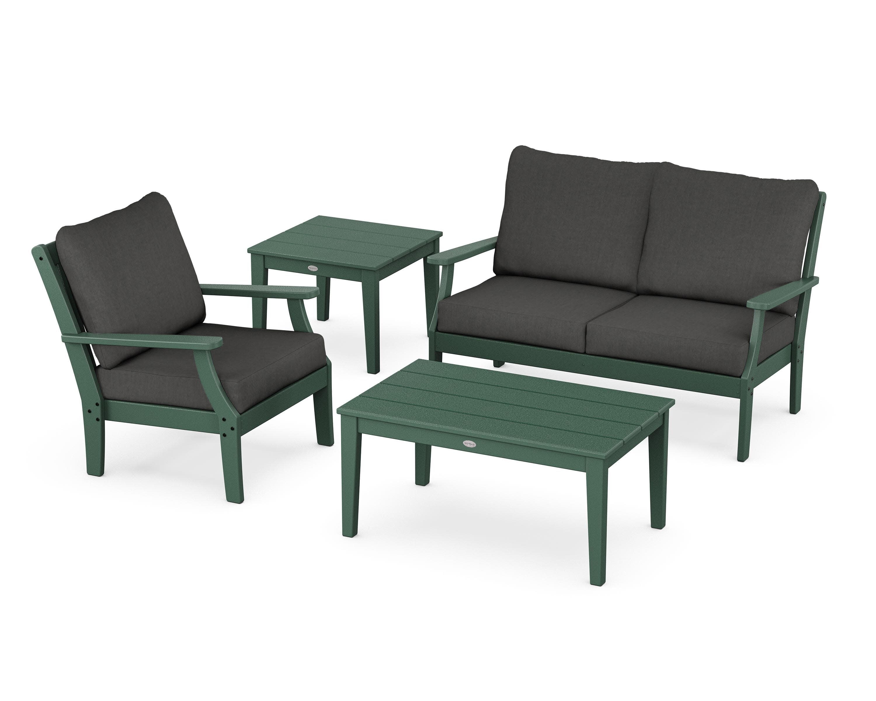 Braxton 4-Piece Deep Seating Set in Green / Spectrum Carbon