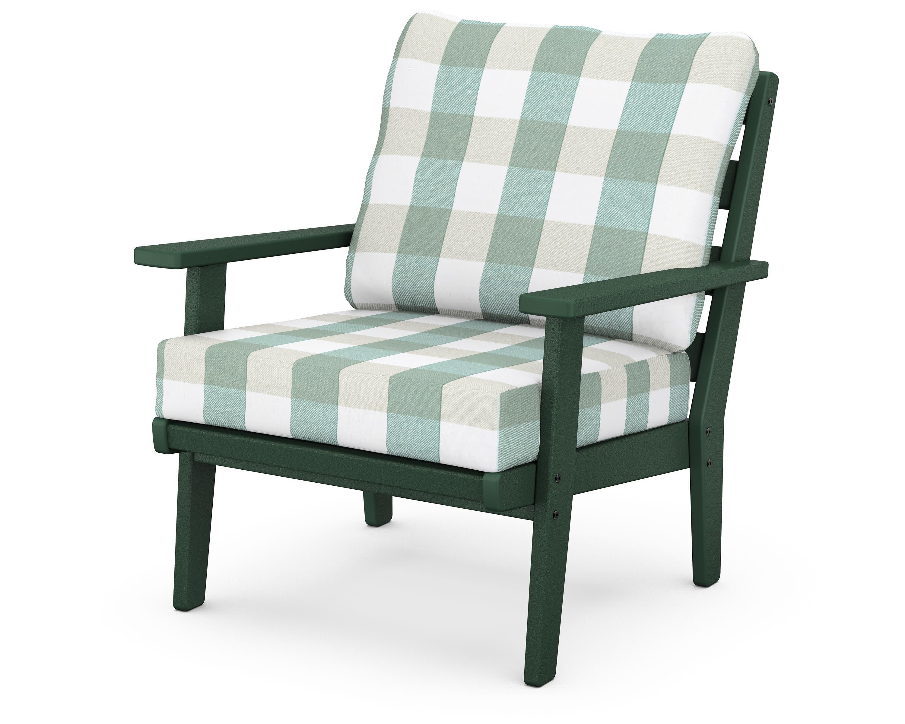 Grant Park Deep Seating Chair in Green / Buffalo Plaid Glacier Spa