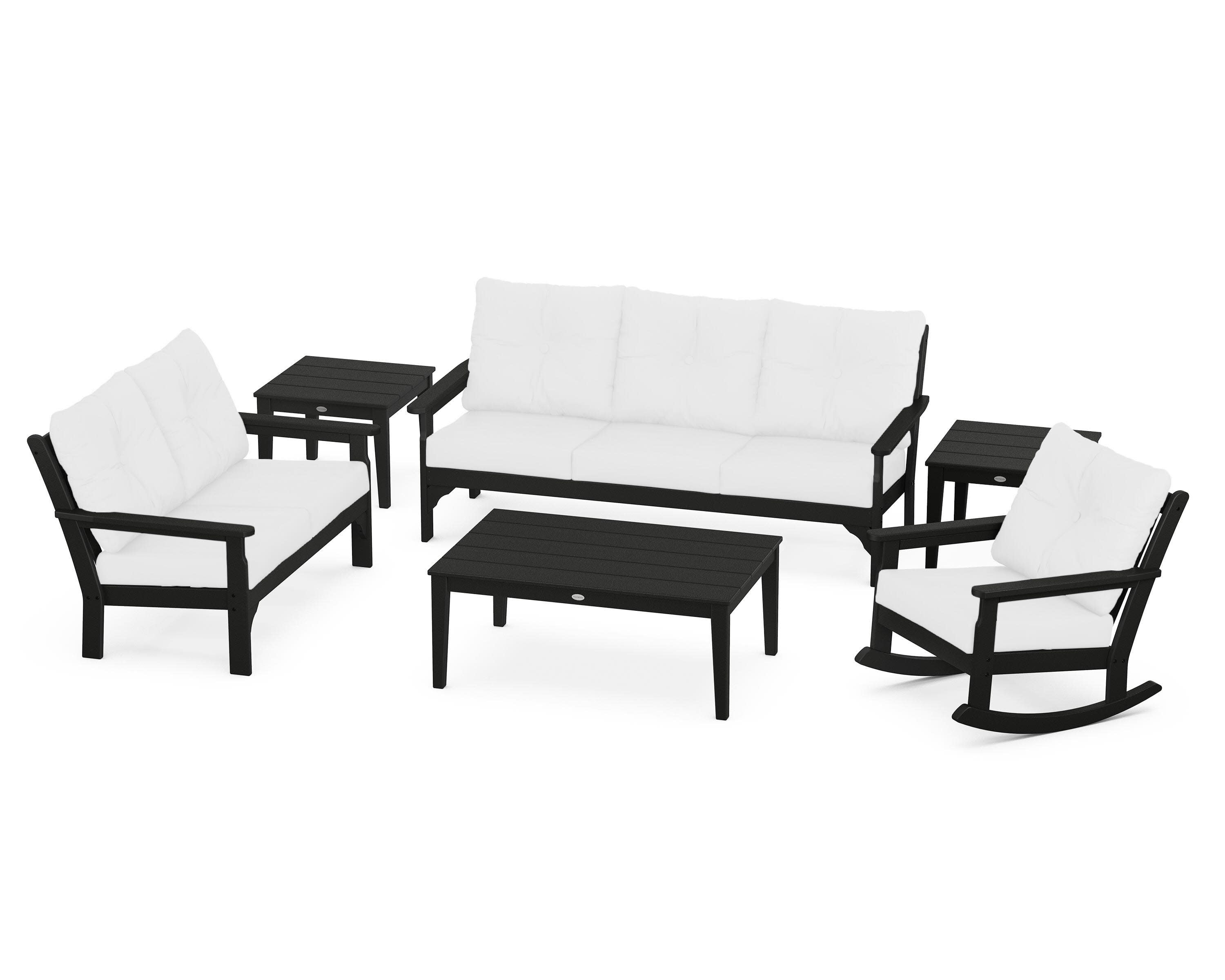 Vineyard 6-Piece Deep Seating Set in Black / Natural