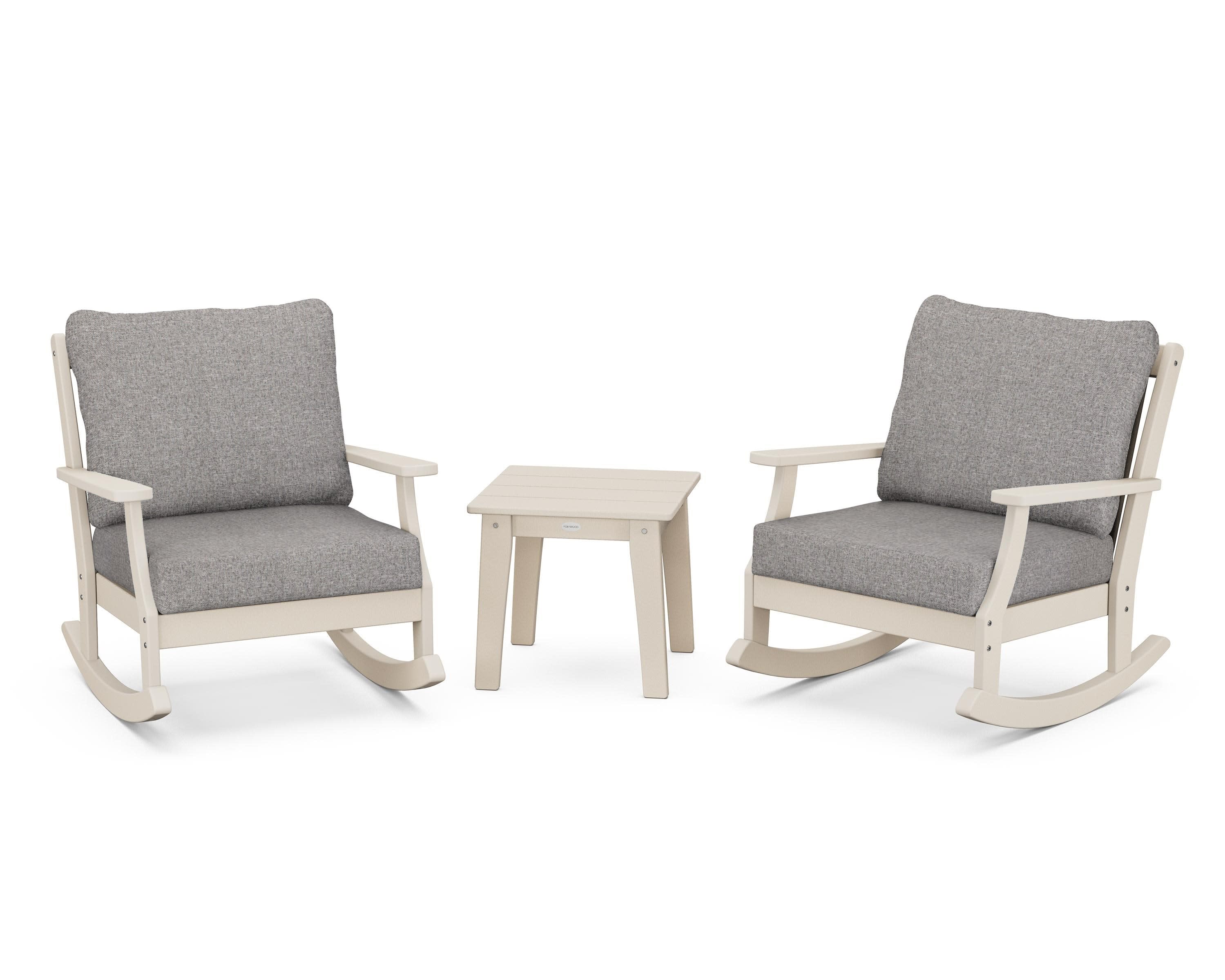 Braxton 3-Piece Deep Seating Rocker Set in Sand / Grey Mist