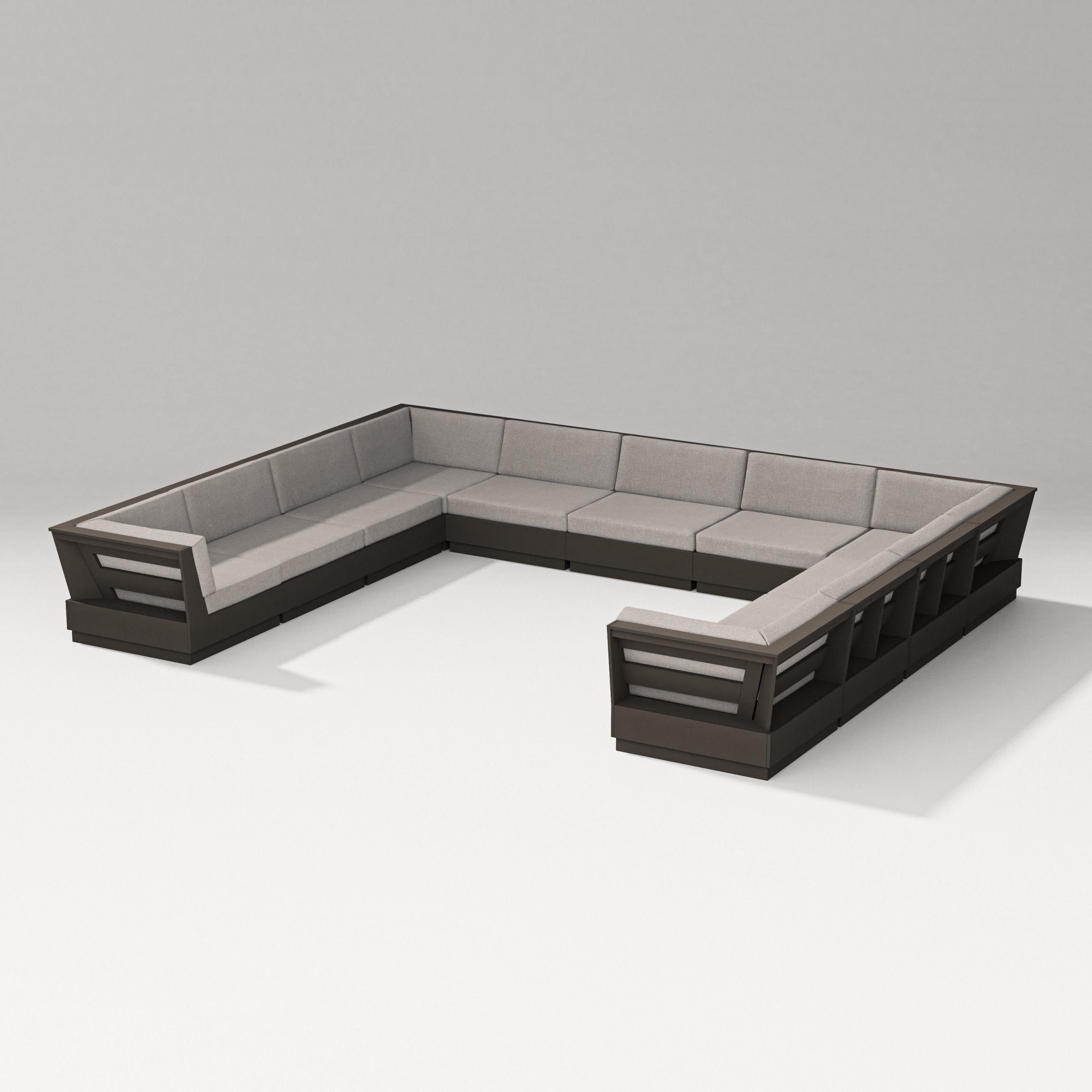 Elevate Large U-Shaped Sectional in Vintage Coffee / Weathered Tweed
