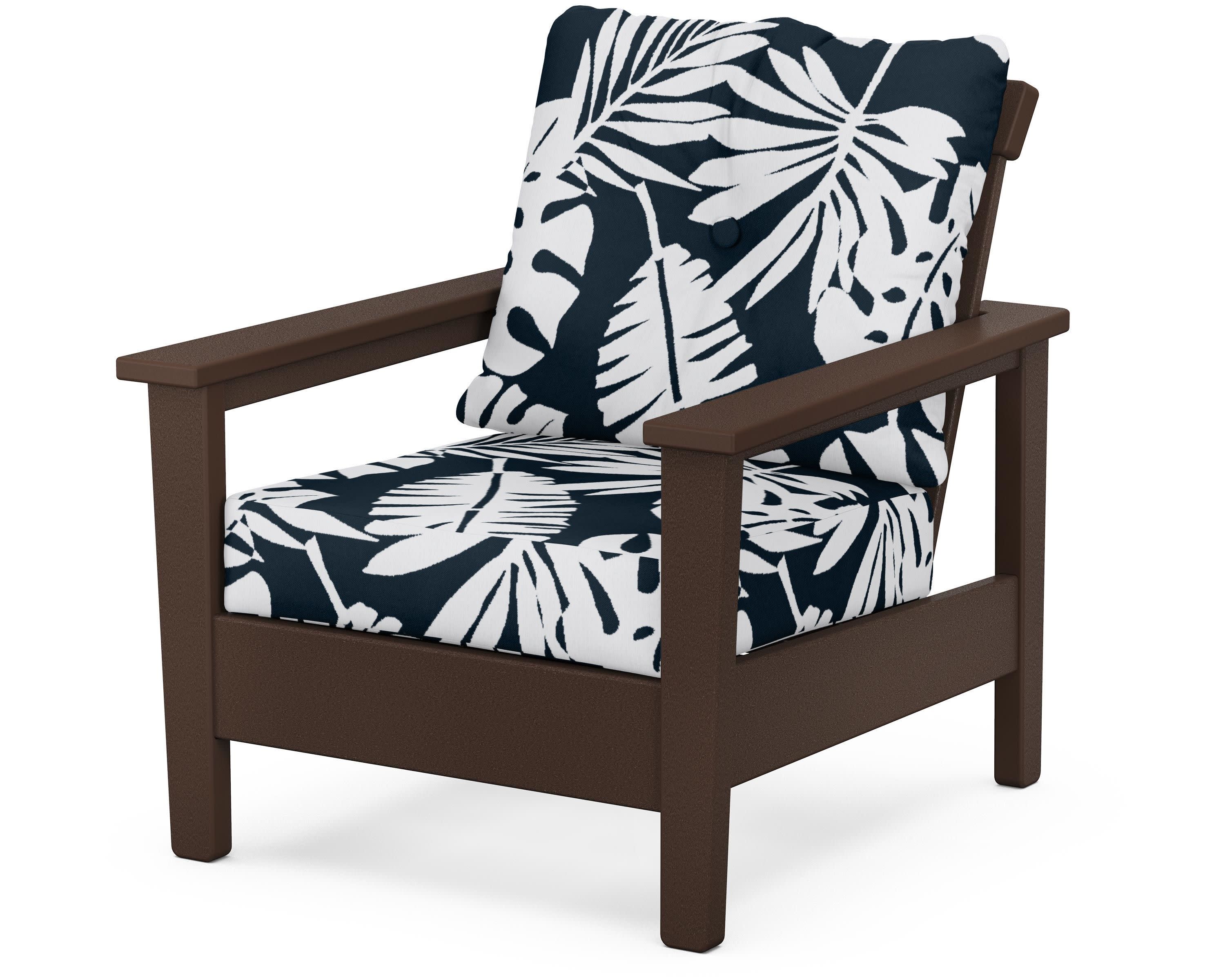 Prescott Deep Seating Chair in Mahogany / Leaf Marine Indigo