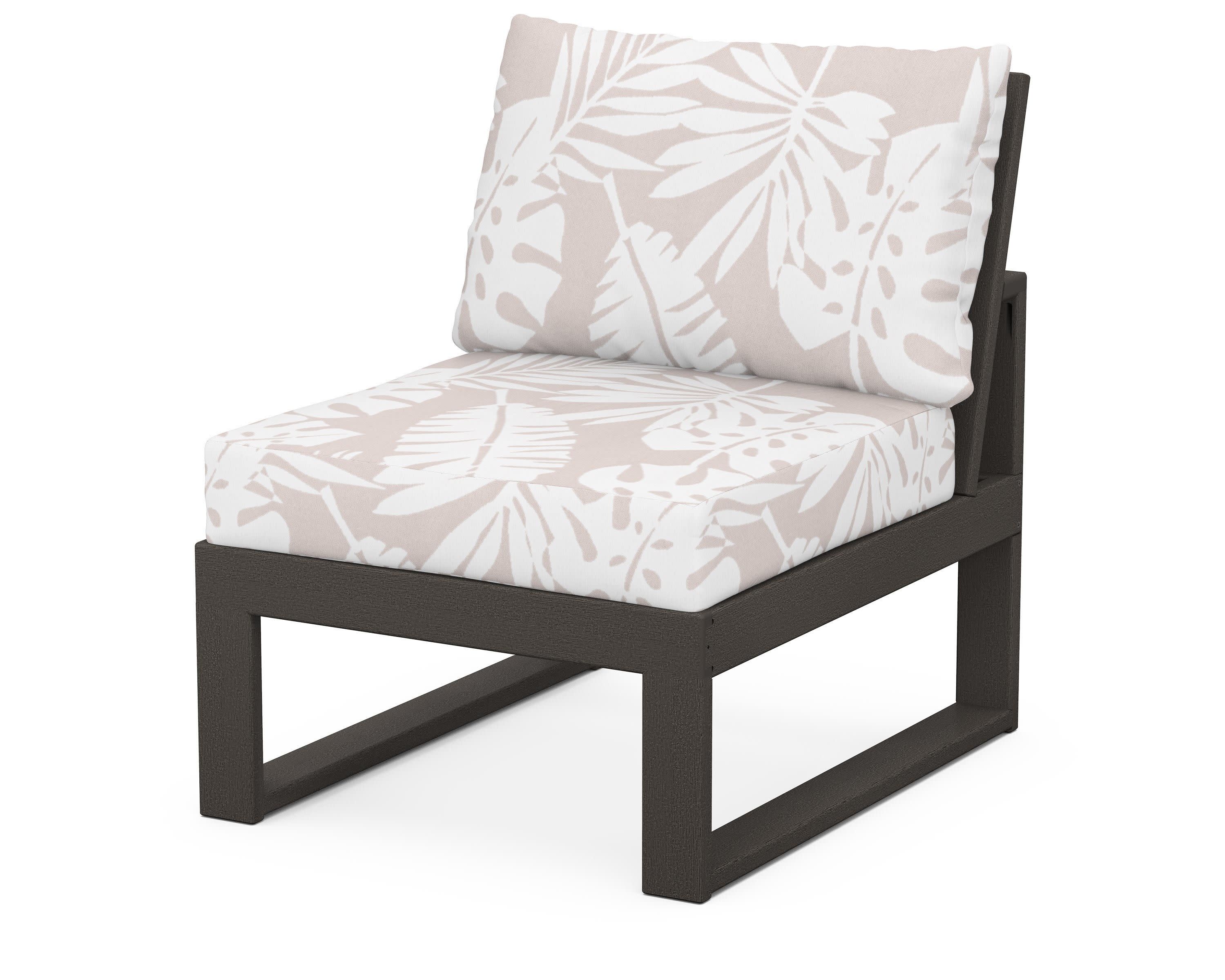 Modular Armless Chair in Vintage Coffee / Leaf Dune Burlap
