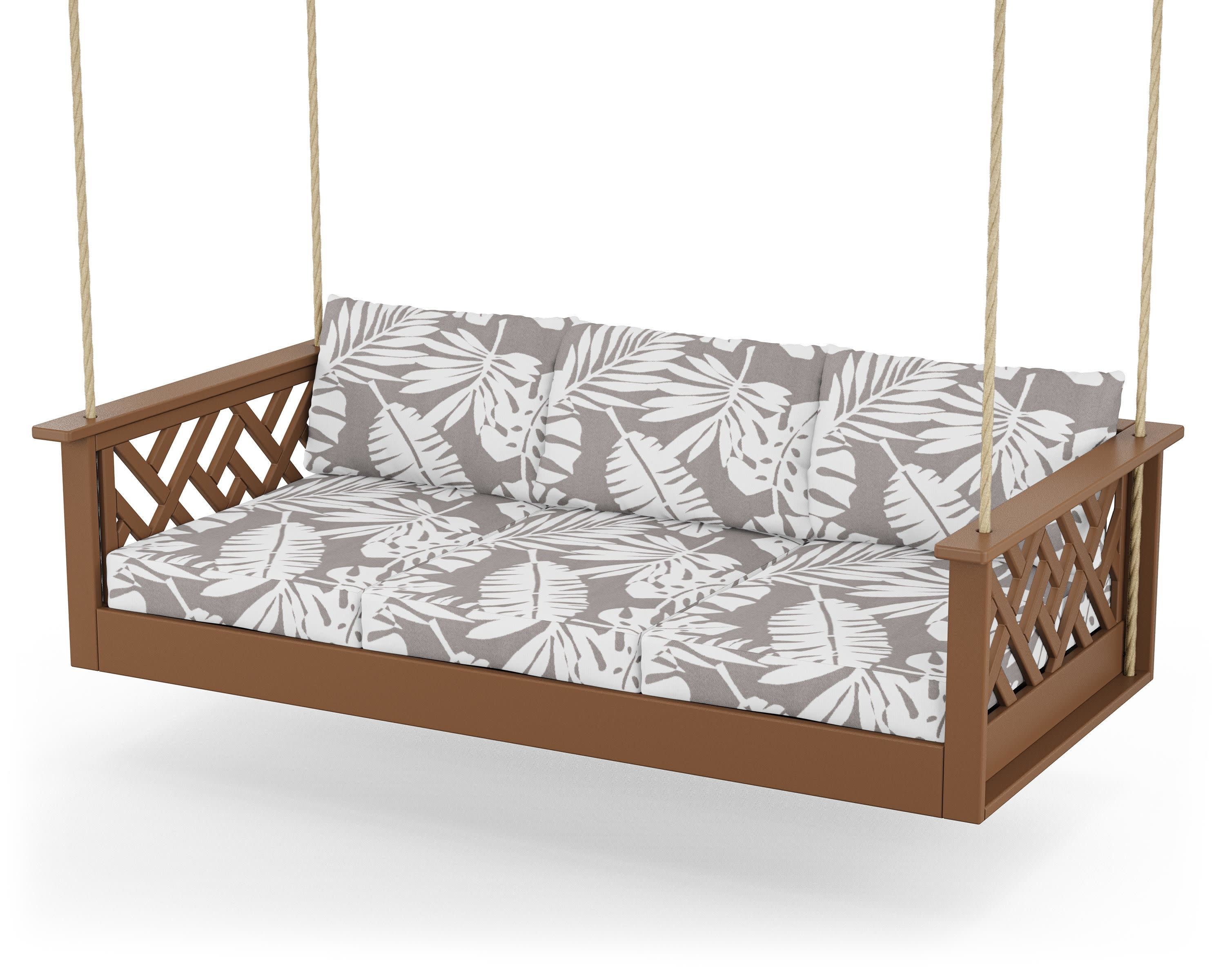 Chippendale Daybed Swing in Teak / Leaf Grey Mist