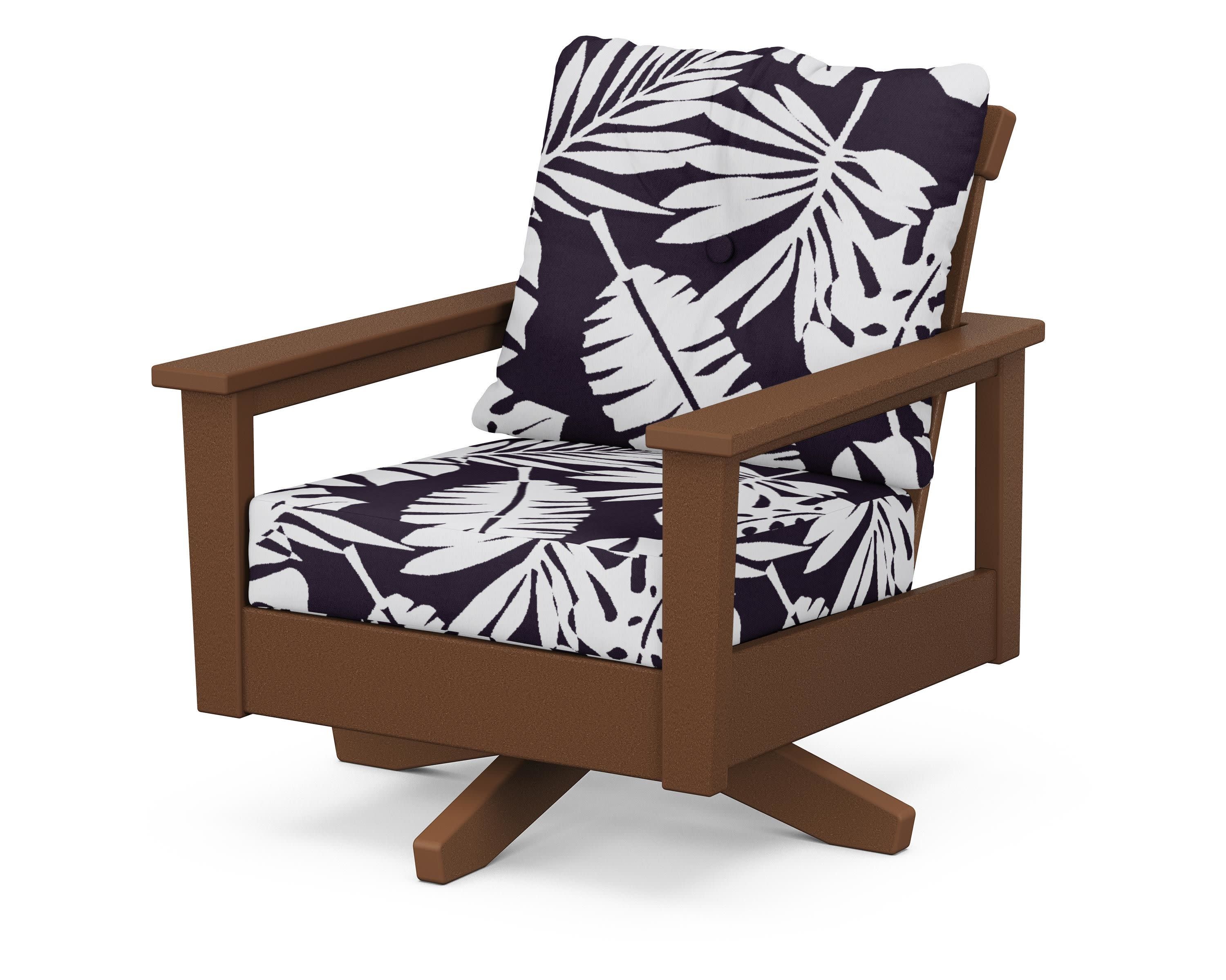 Prescott Deep Seating Swivel Chair in Teak / Leaf Navy
