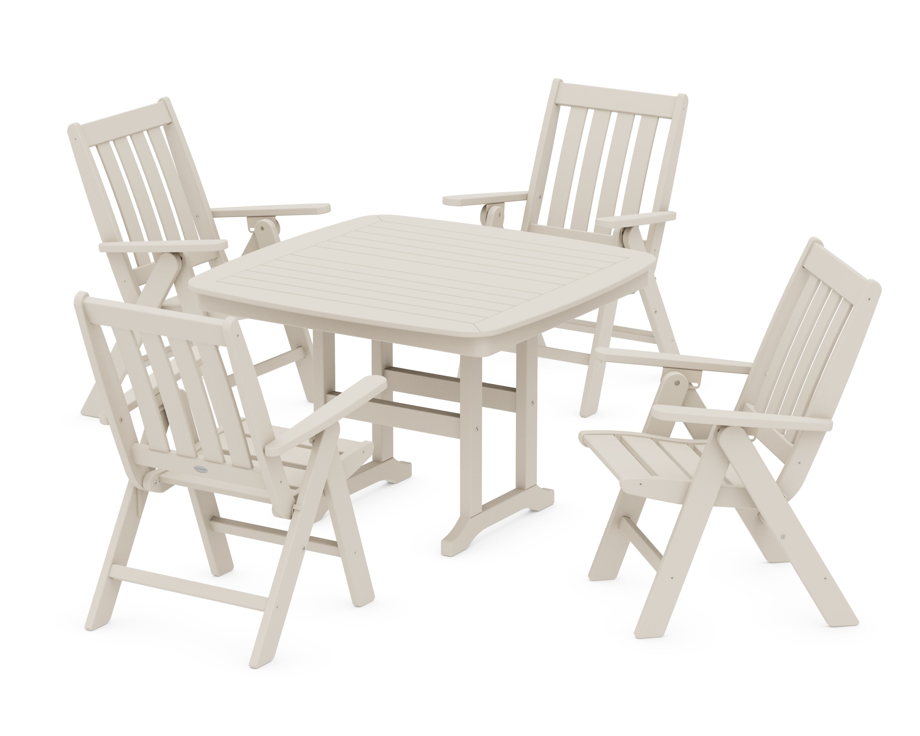 Vineyard Folding Chair 5-Piece Dining Set in Sand