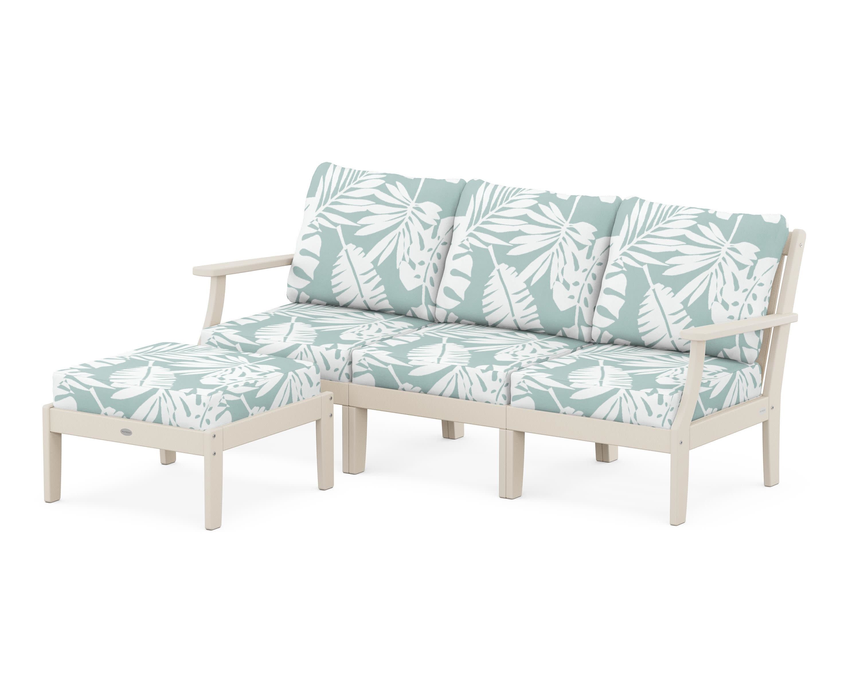 Braxton Modular 4-Piece Deep Seating Set with Ottoman in Sand / Leaf Glacier Spa