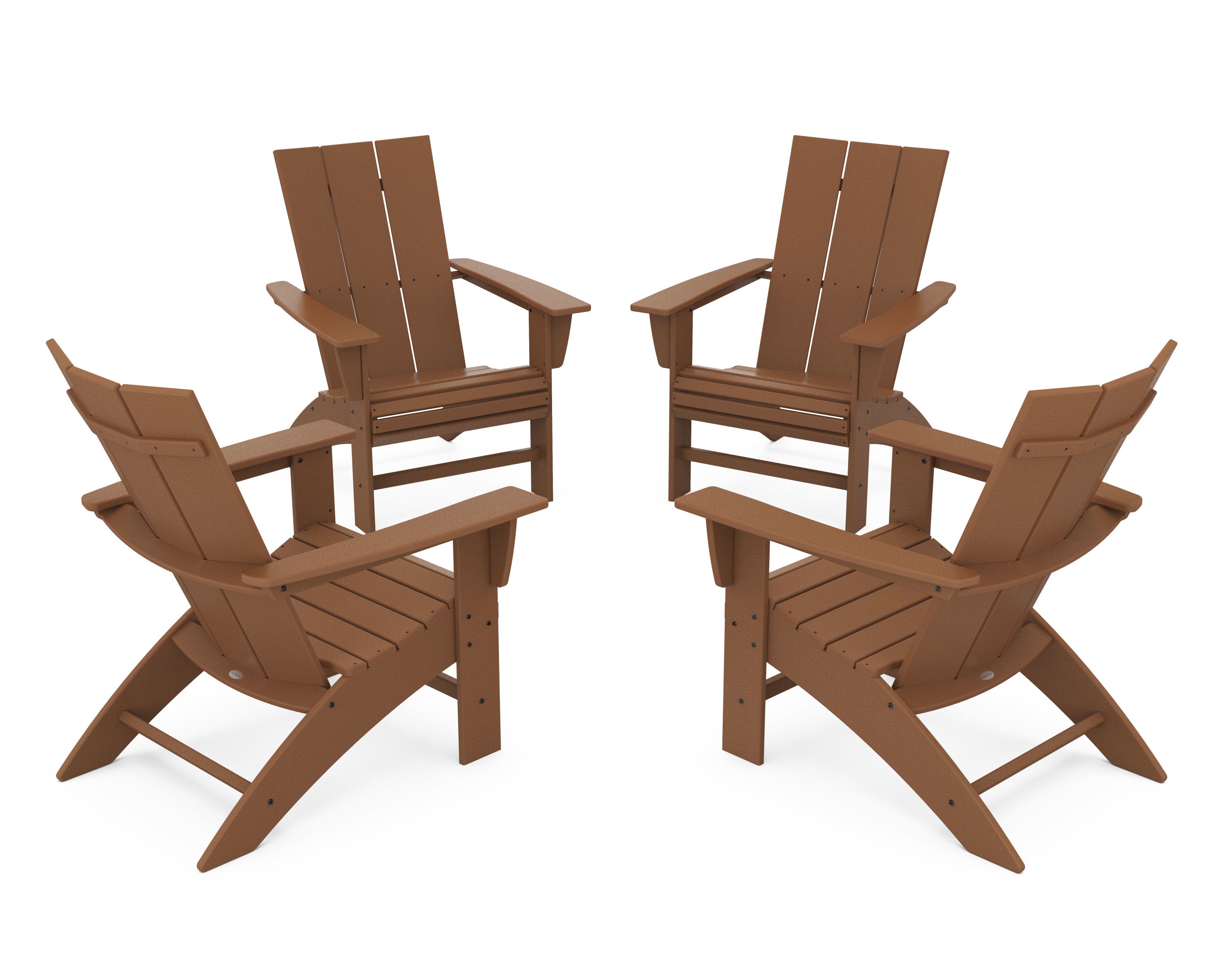 4-Piece Modern Curveback Adirondack Conversation Set in Teak