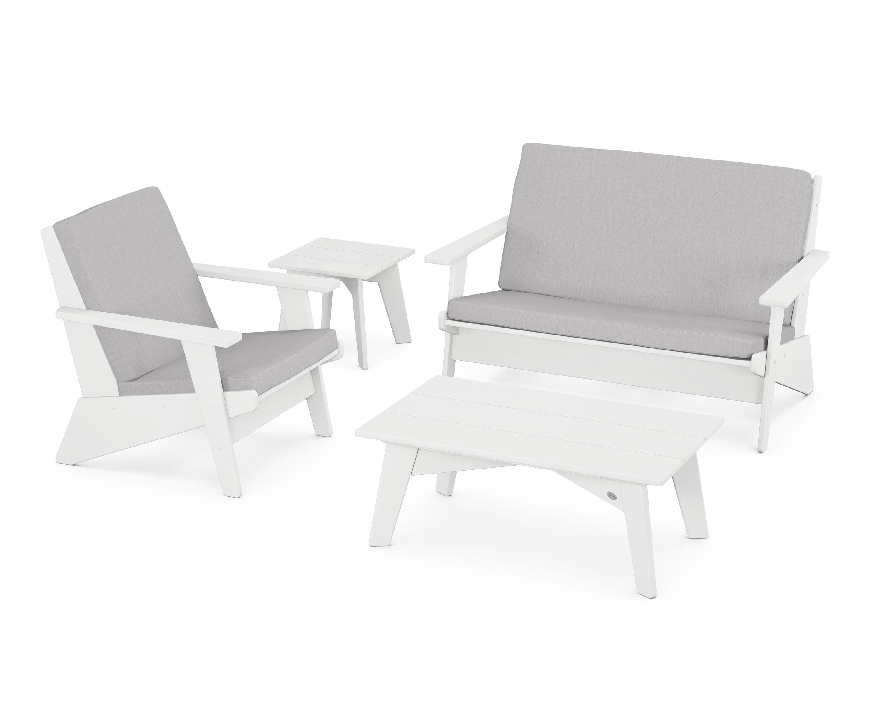 Riviera Modern Lounge 4-Piece Set in White / Granite