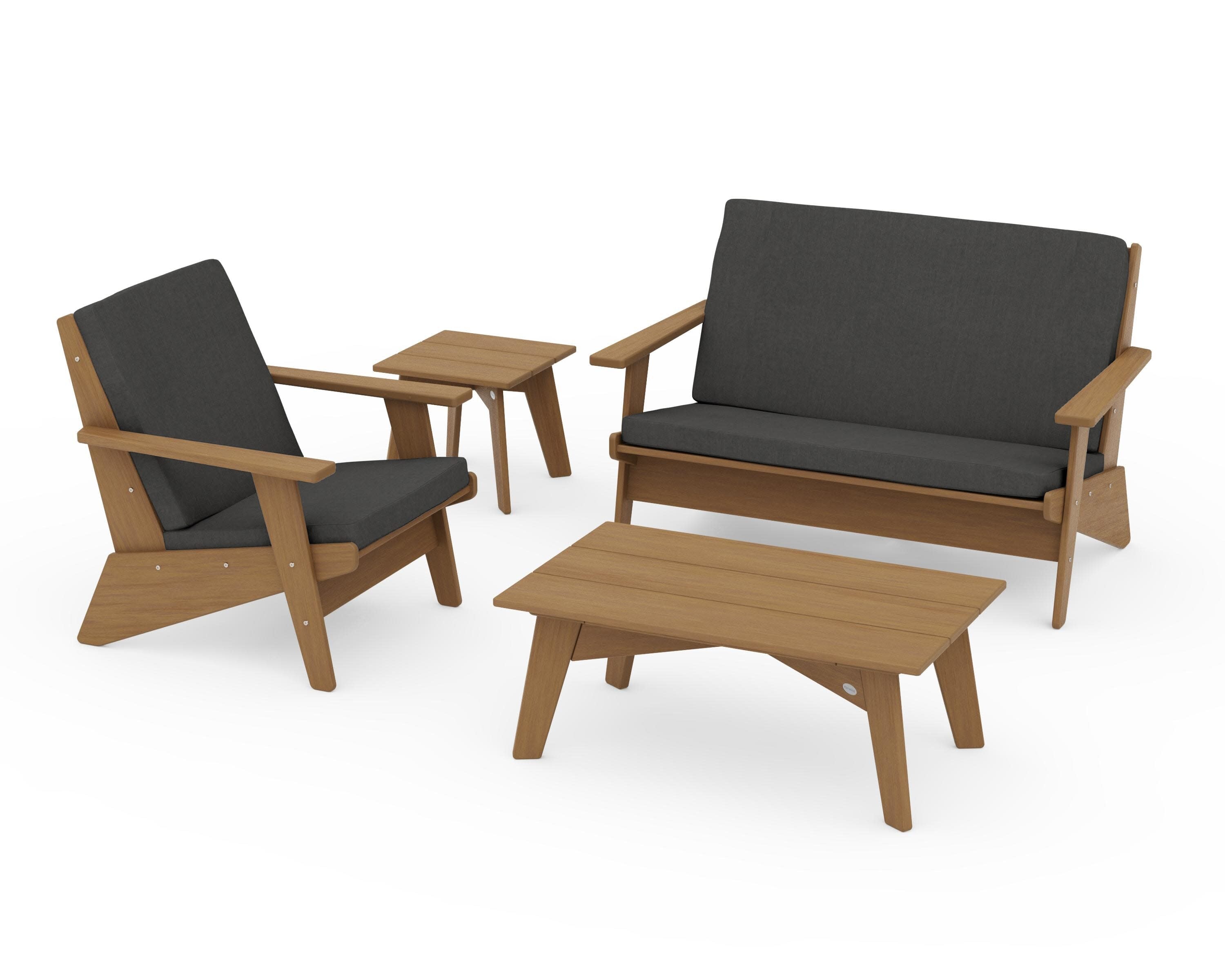 Riviera Modern Lounge 4-Piece Set in Natural / Spectrum Carbon