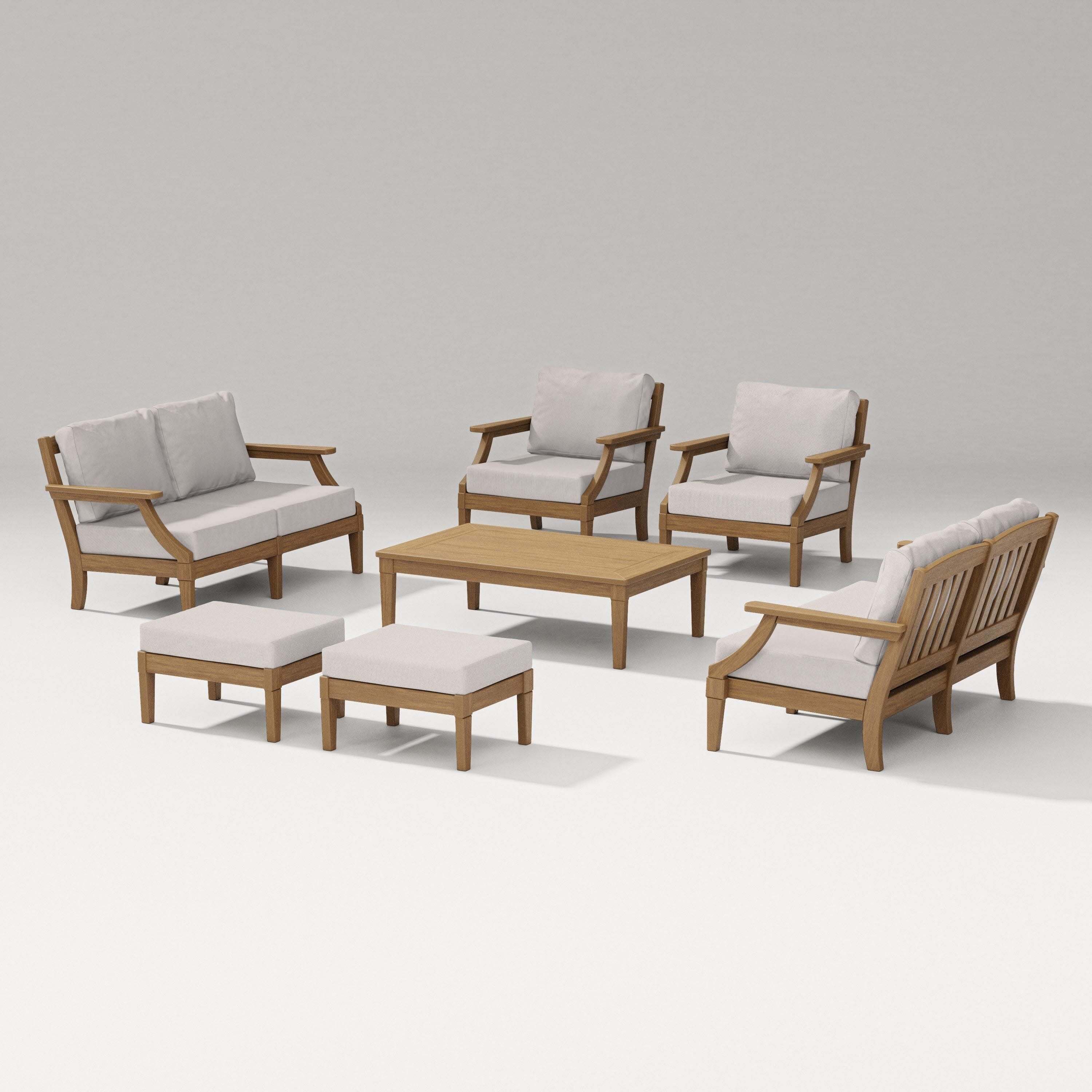 Estate 7-Piece Lounge Loveseat Set in Natural / Dune Burlap