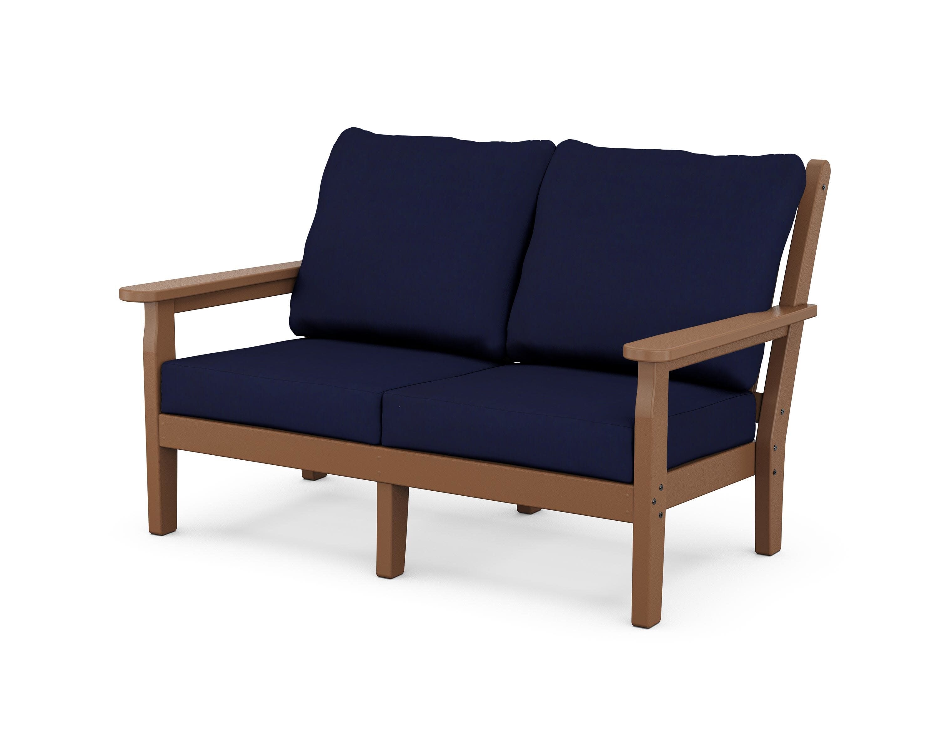 Chippendale Deep Seating Loveseat in Teak / Navy