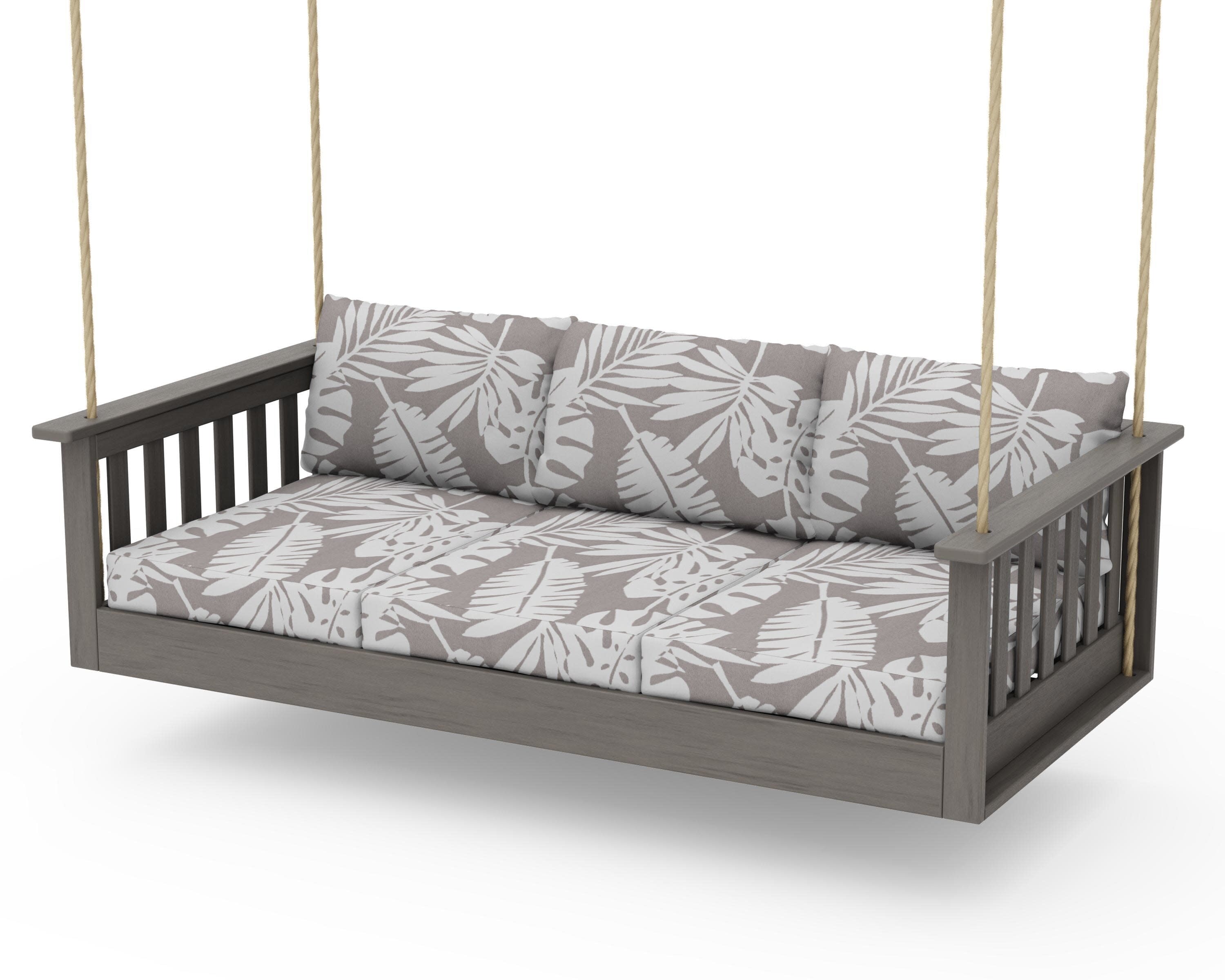 Vineyard Daybed Swing in Driftwood / Leaf Grey Mist