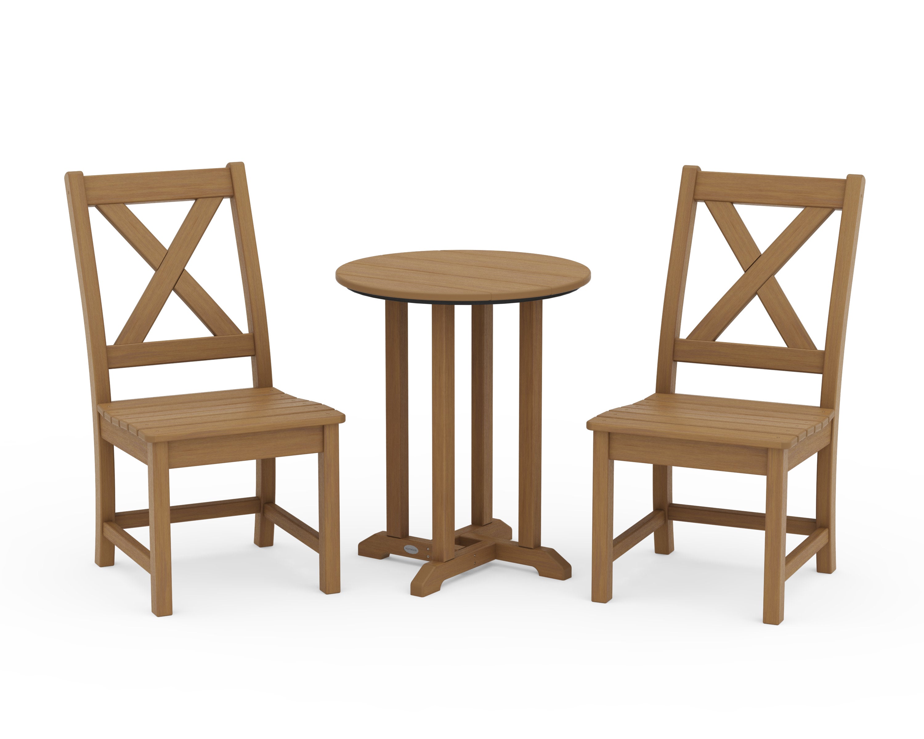 Braxton Side Chair 3-Piece Round Bistro Dining Set in Natural