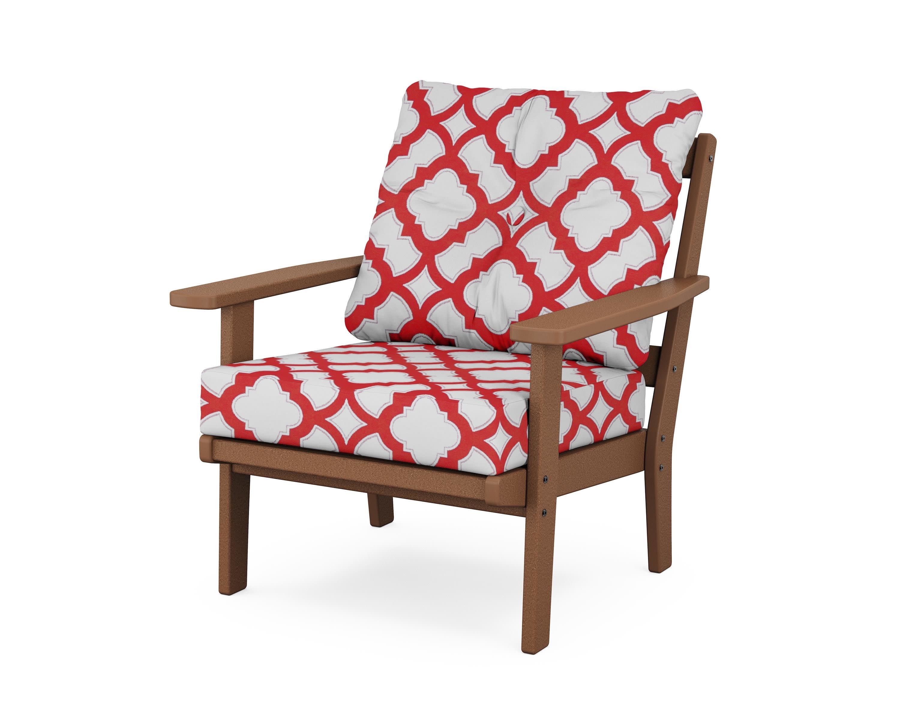 Oxford Deep Seating Chair in Teak / Trellis Crimson