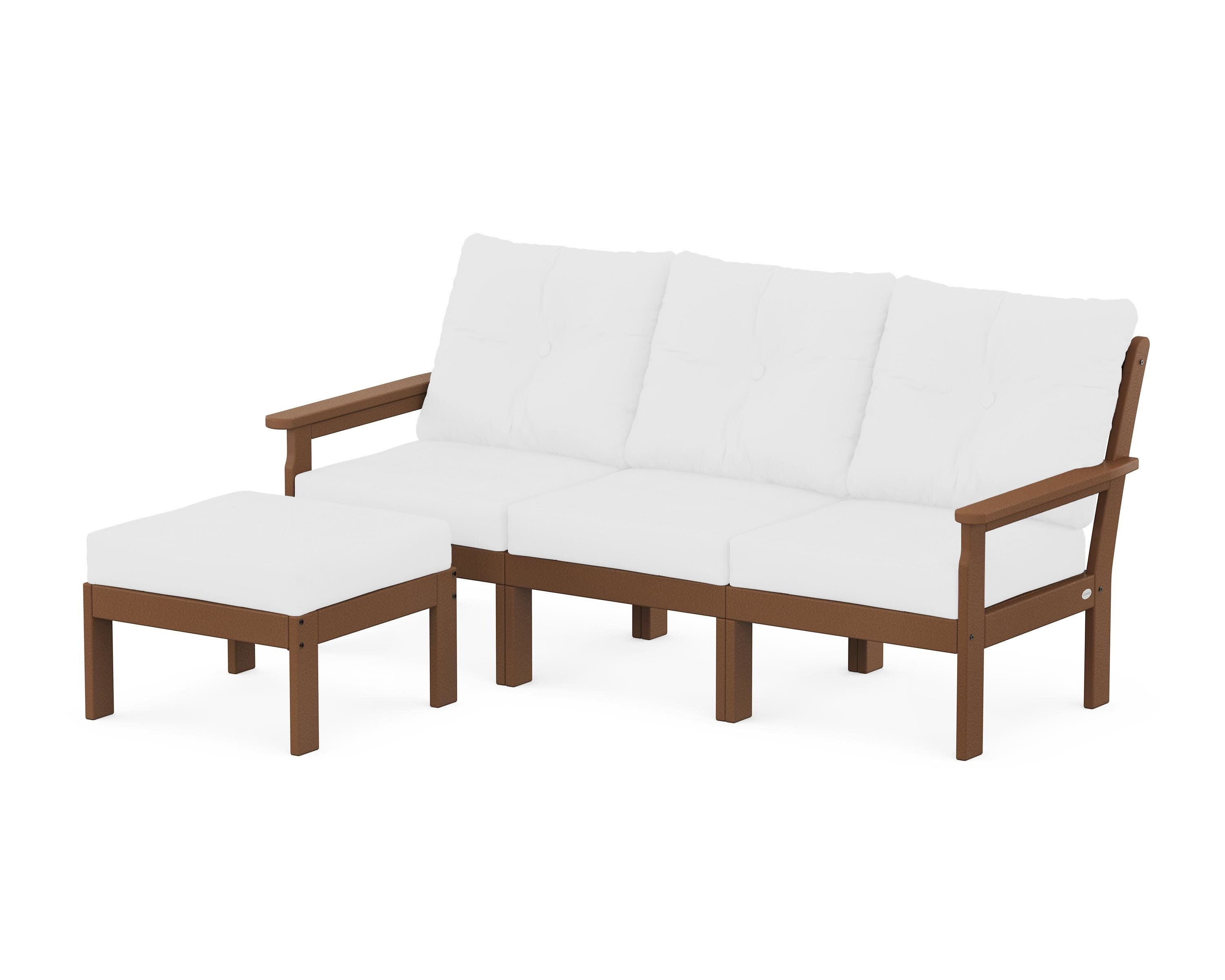 Vineyard 4-Piece Sectional with Ottoman in Teak / Natural