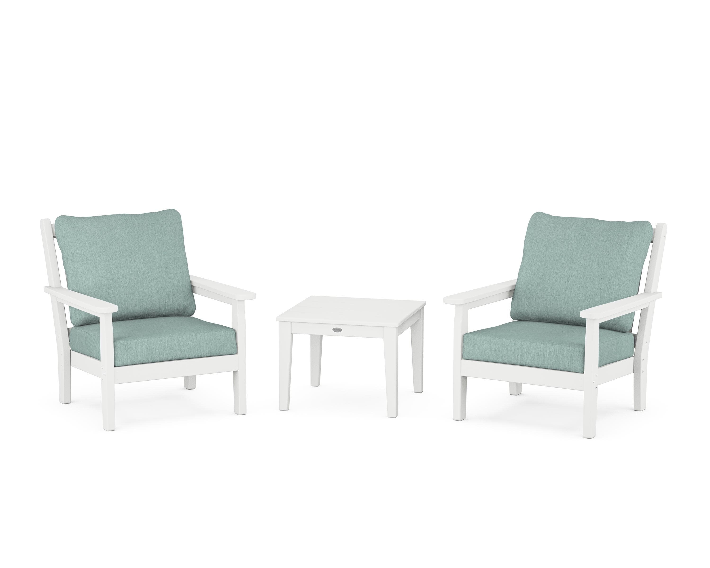 Chippendale 3-Piece Deep Seating Set in White / Glacier Spa