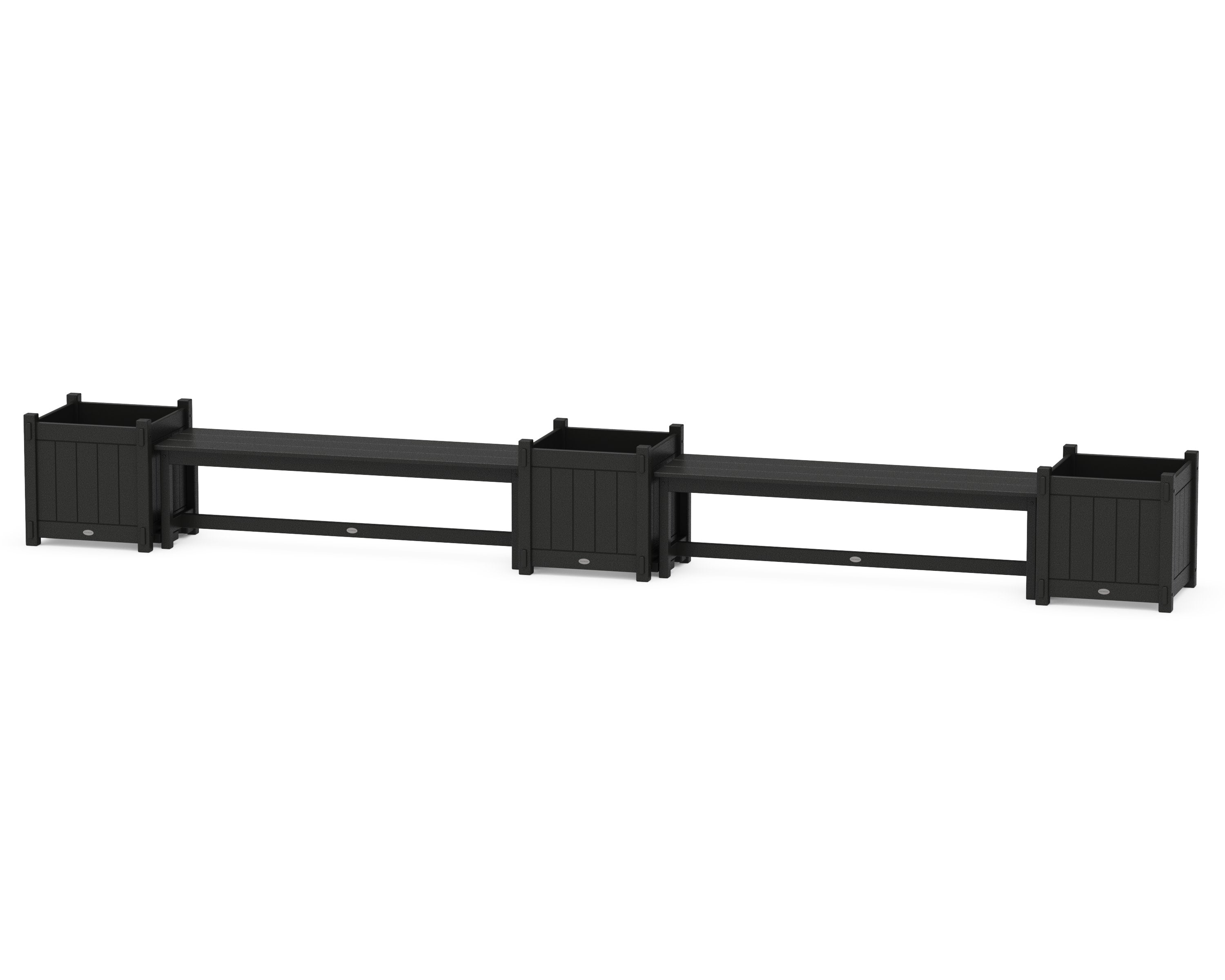 60" Vineyard Straight Double Planter Bench Set - Large in Black