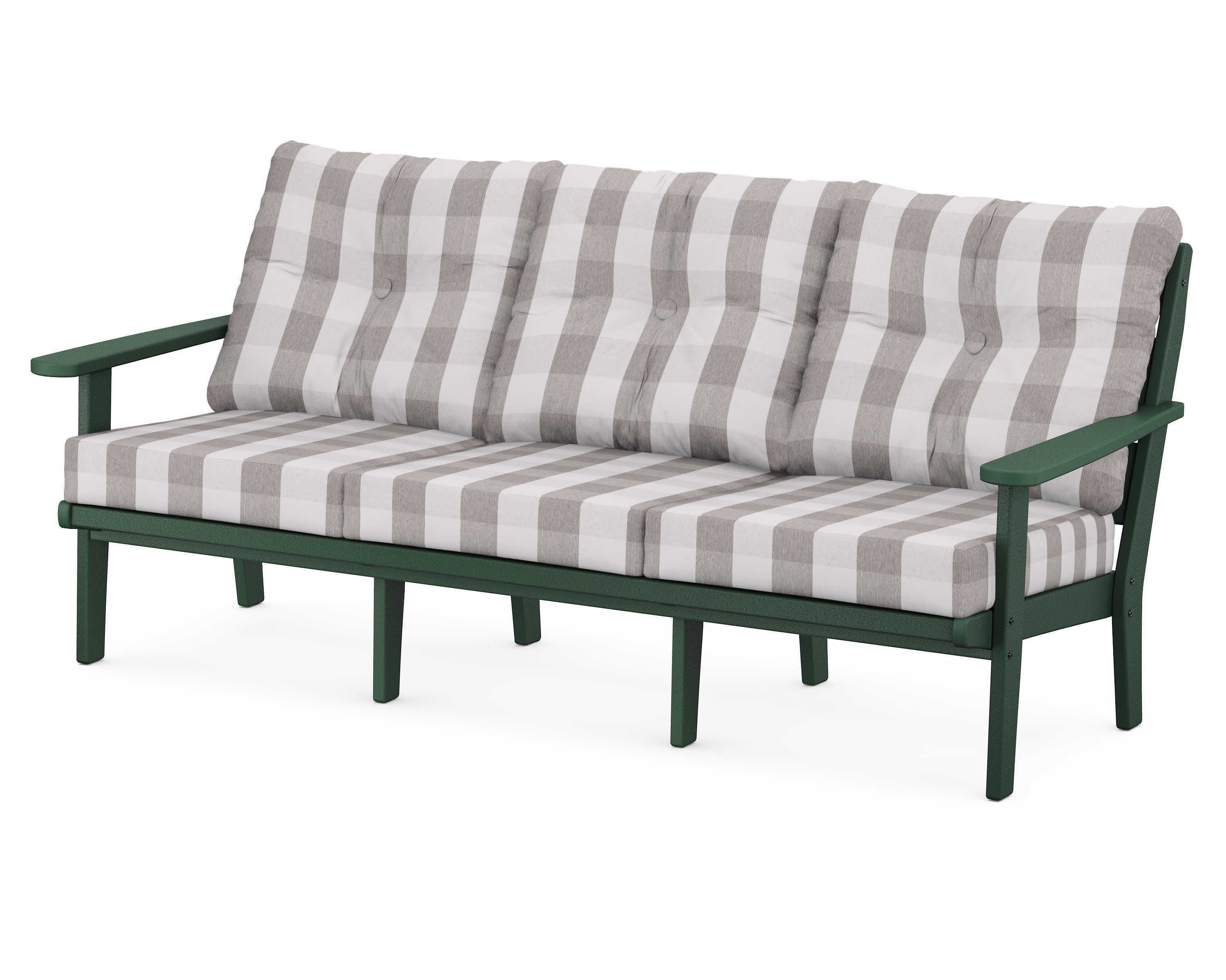 Lakeside Deep Seating Sofa in Green / Buffalo Plaid Grey Mist