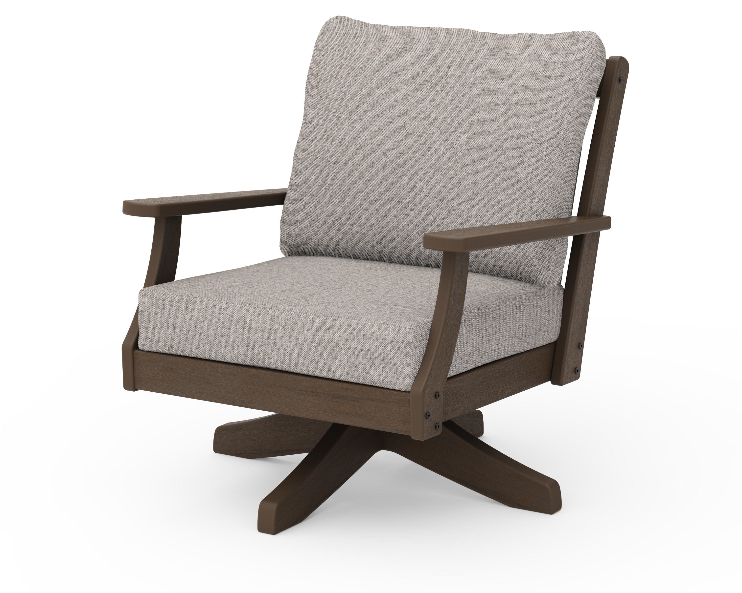Braxton Deep Seating Swivel Chair in Kona / Weathered Tweed