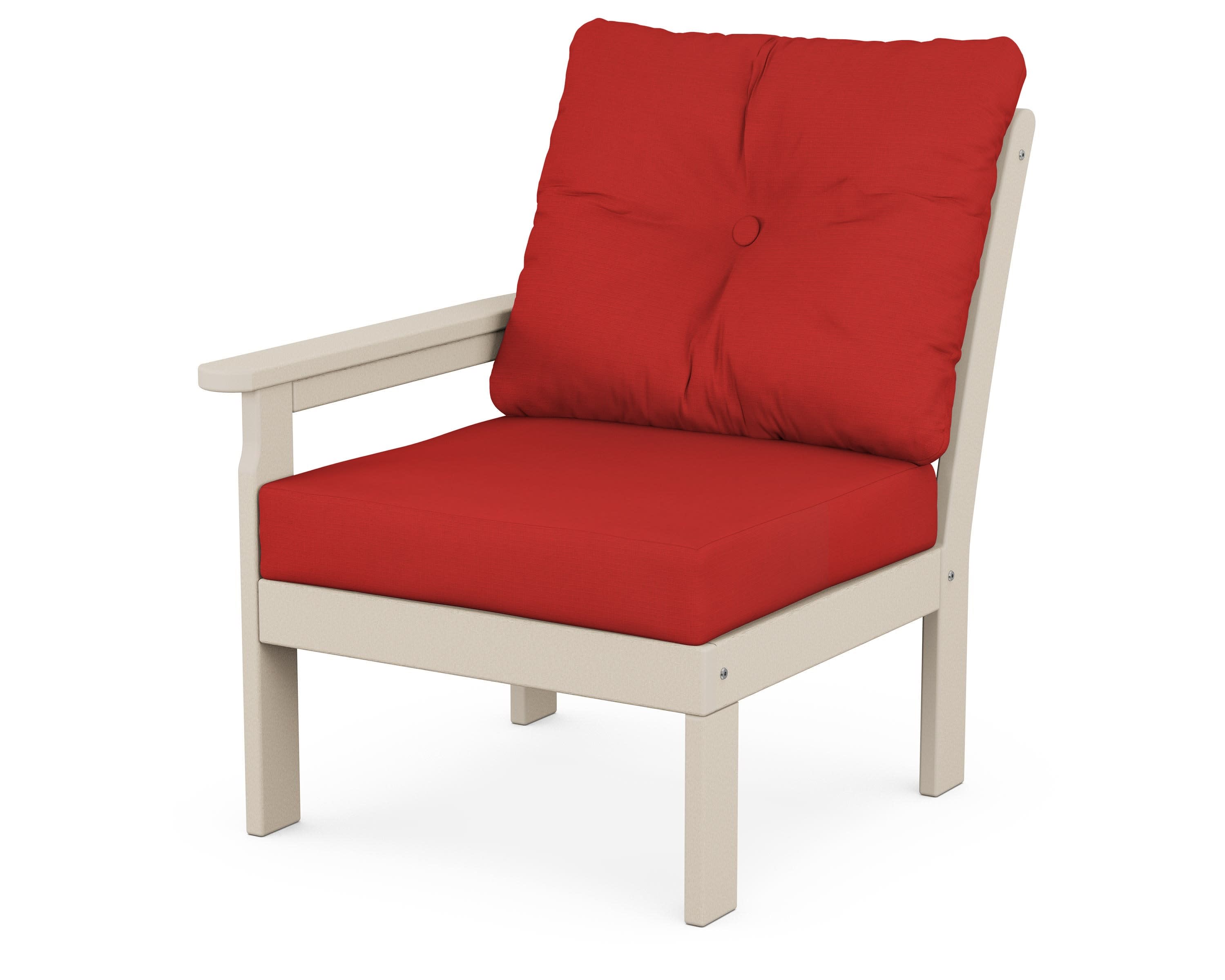 Vineyard Modular Left Arm Chair in Sand / Crimson Linen