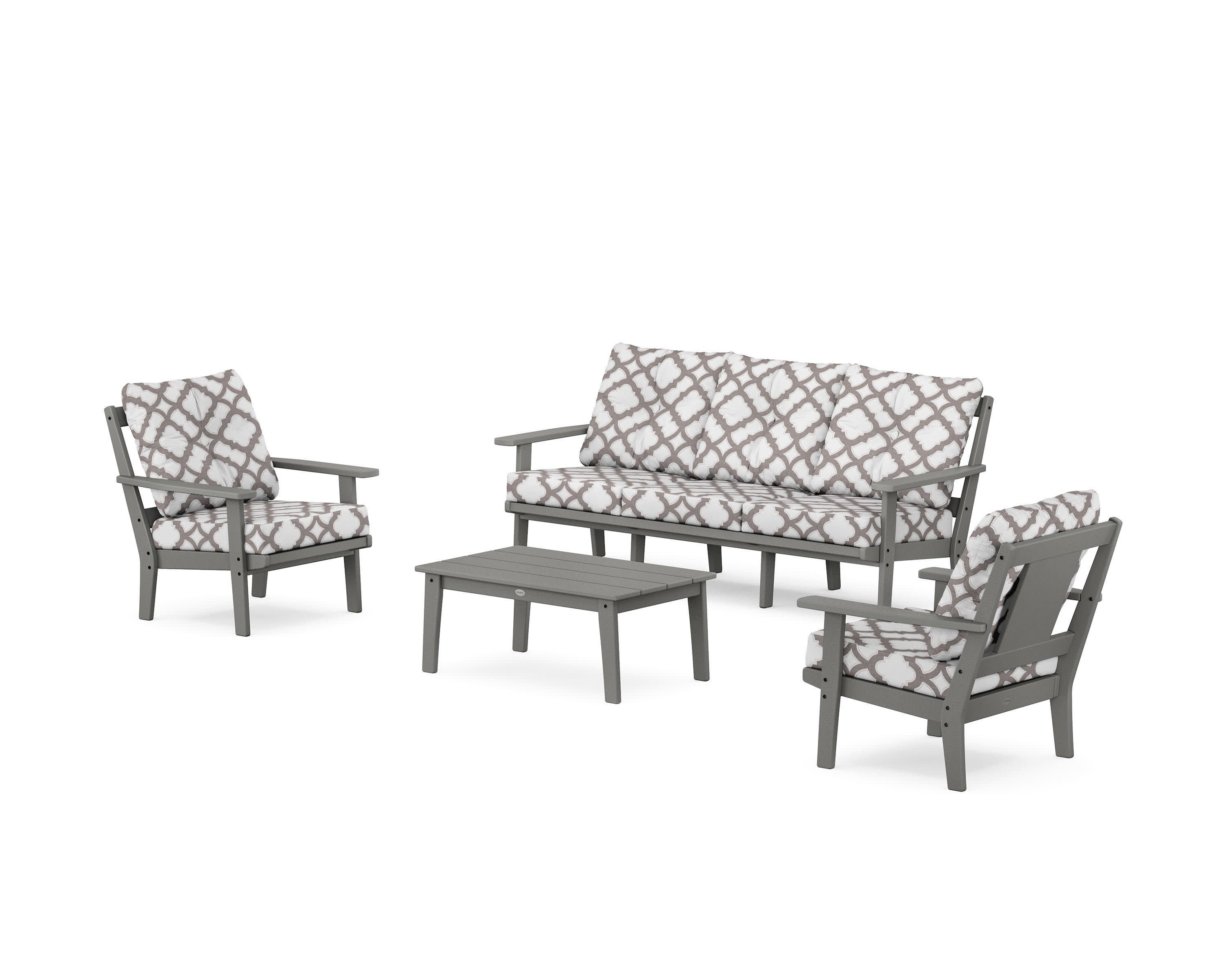 Prairie 4-Piece Deep Seating Set with Sofa in Slate Grey / Trellis Grey Mist