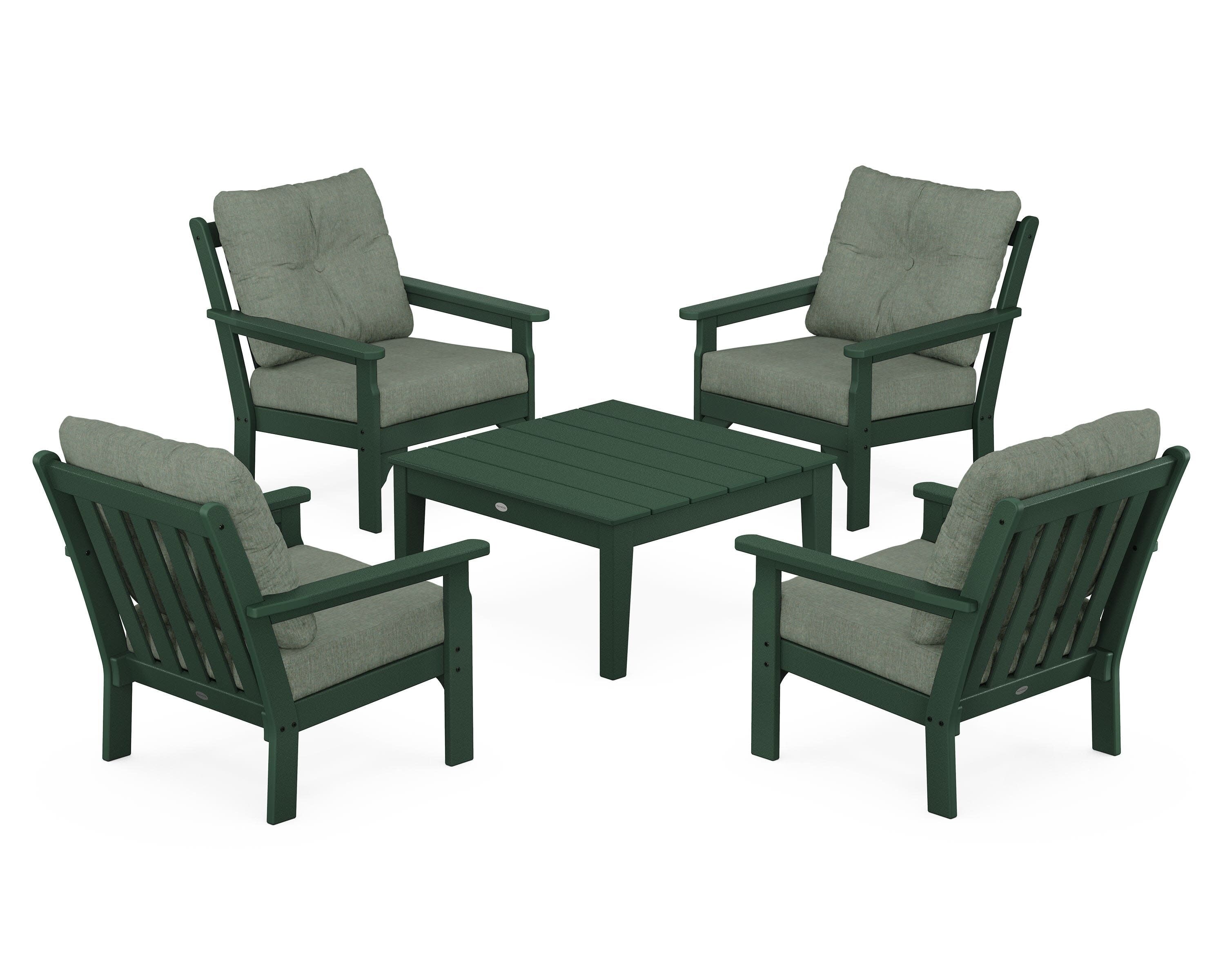 Vineyard 5-Piece Deep Seating Conversation Set in Green / Cast Sage