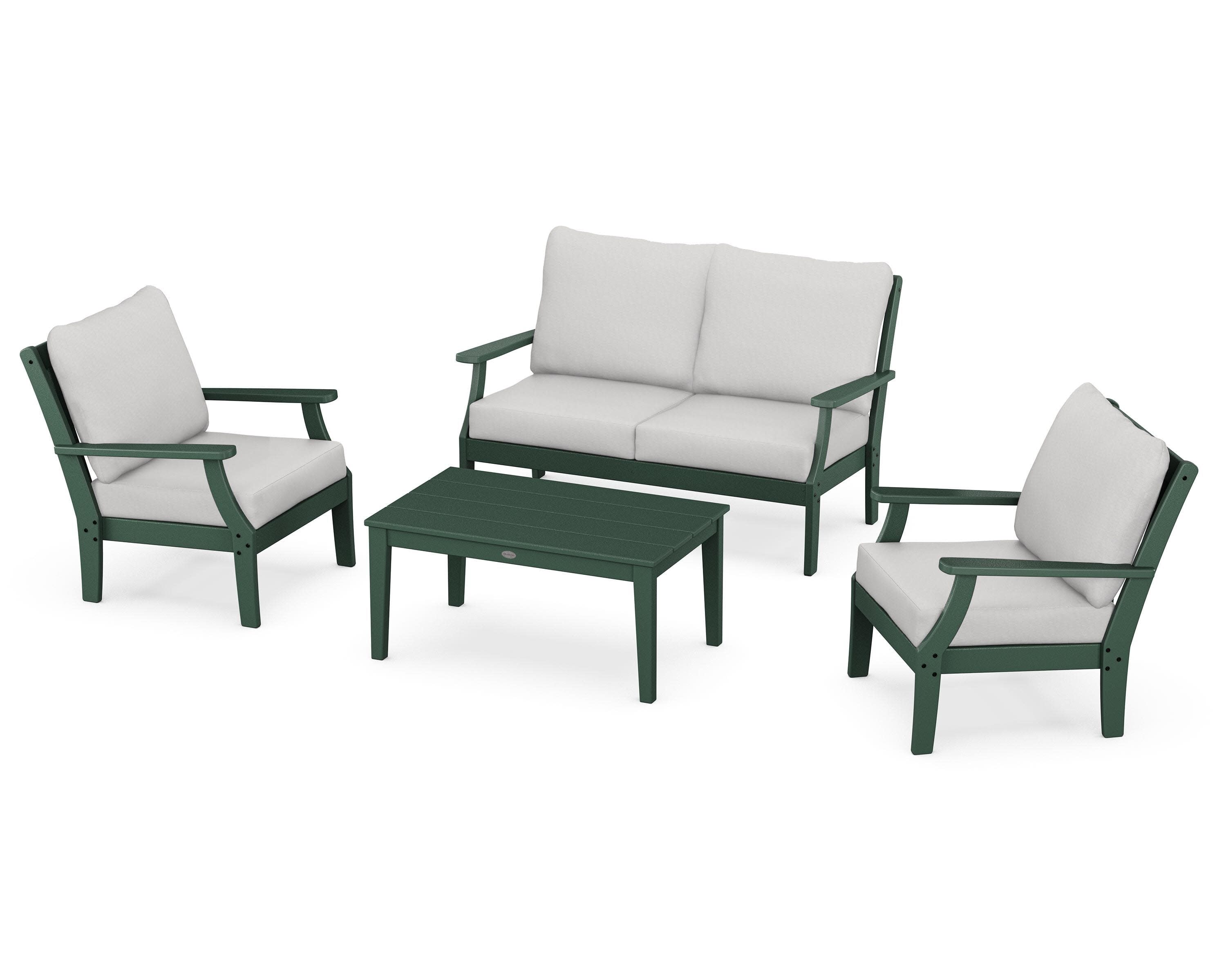 Braxton 4-Piece Deep Seating Chair Set in Green / Diamond in the Rough
