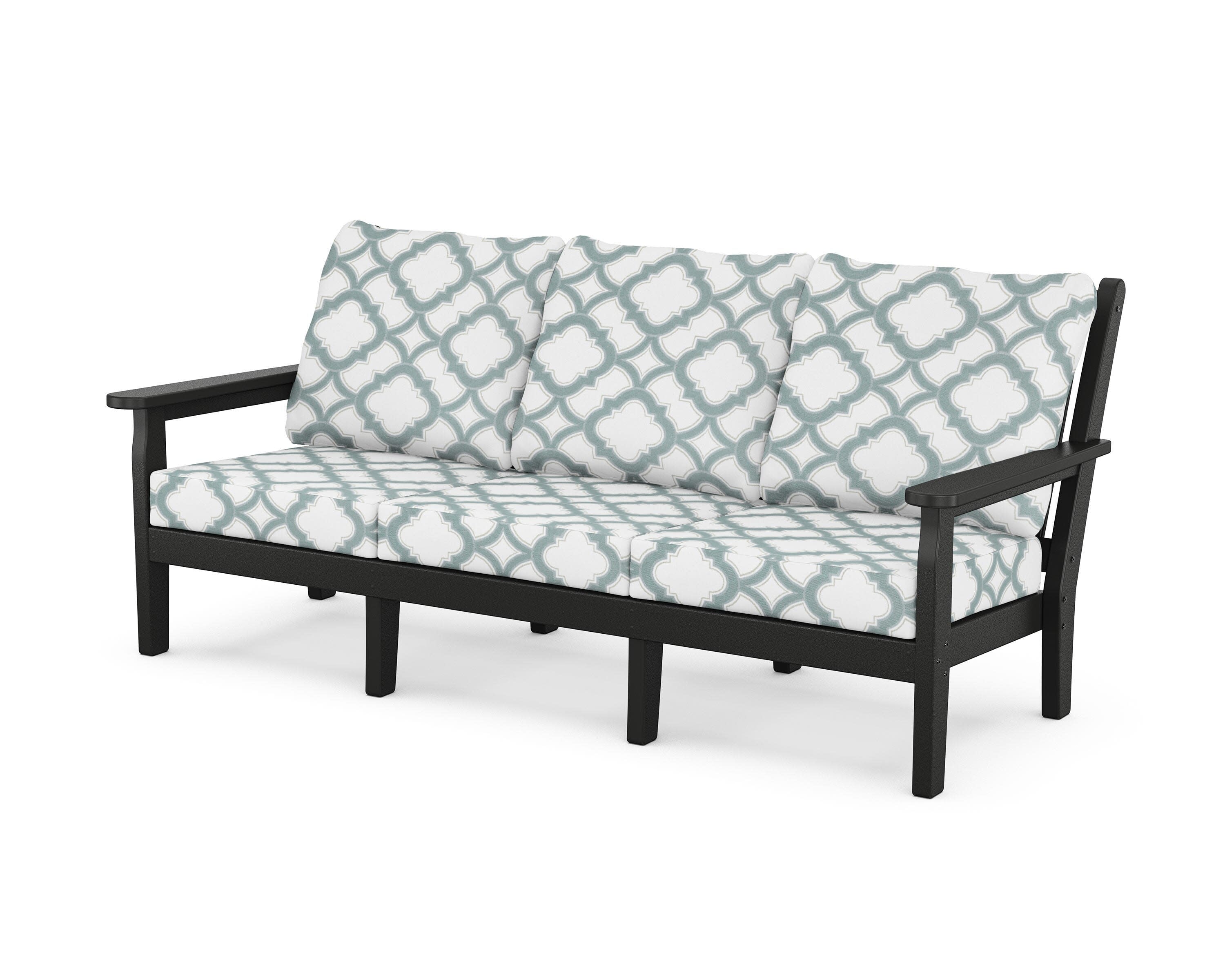 Chippendale Deep Seating Sofa in Black / Trellis Glacier Spa