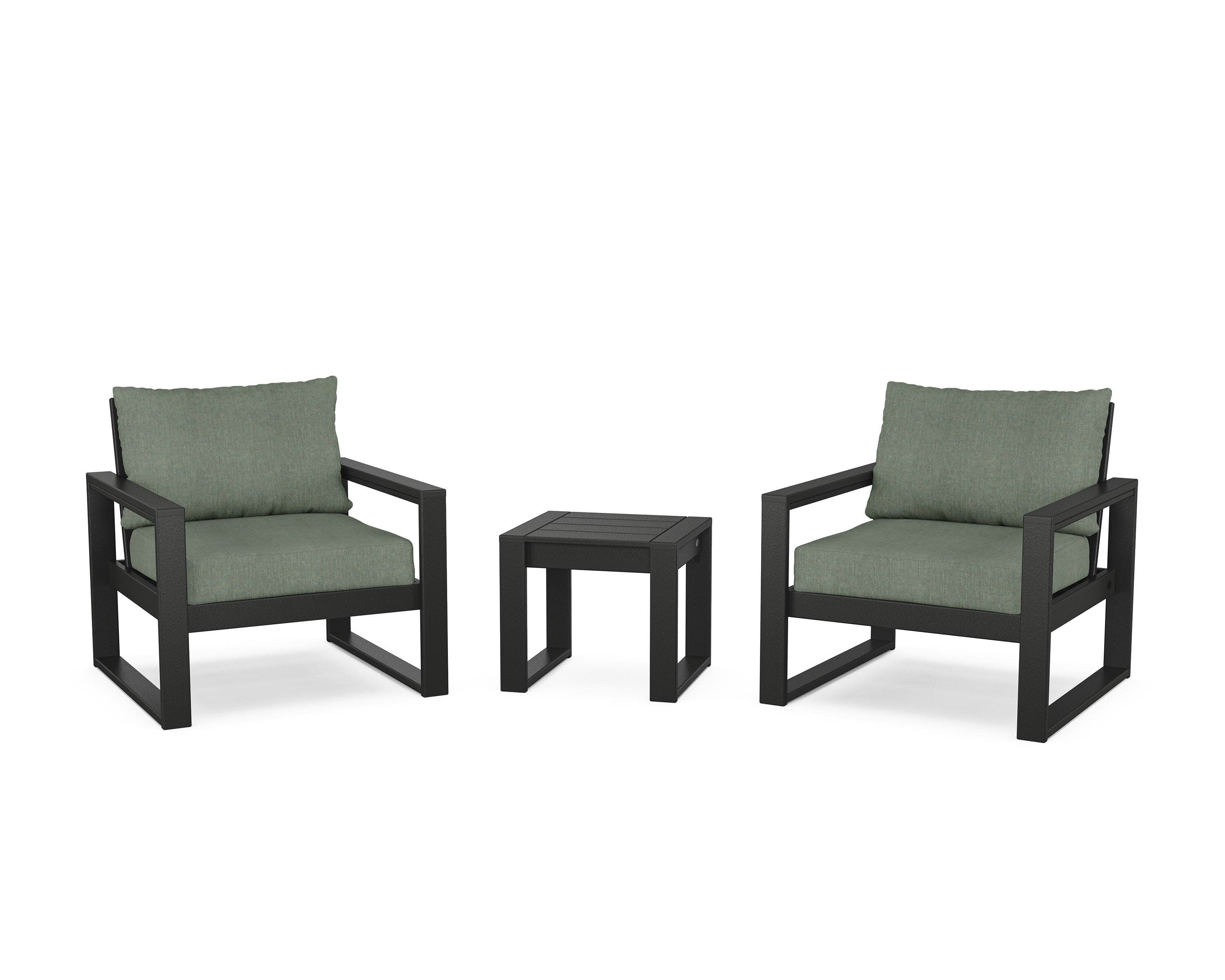 EDGE Sectional 3-Piece Deep Seating Set in Black / Cast Sage