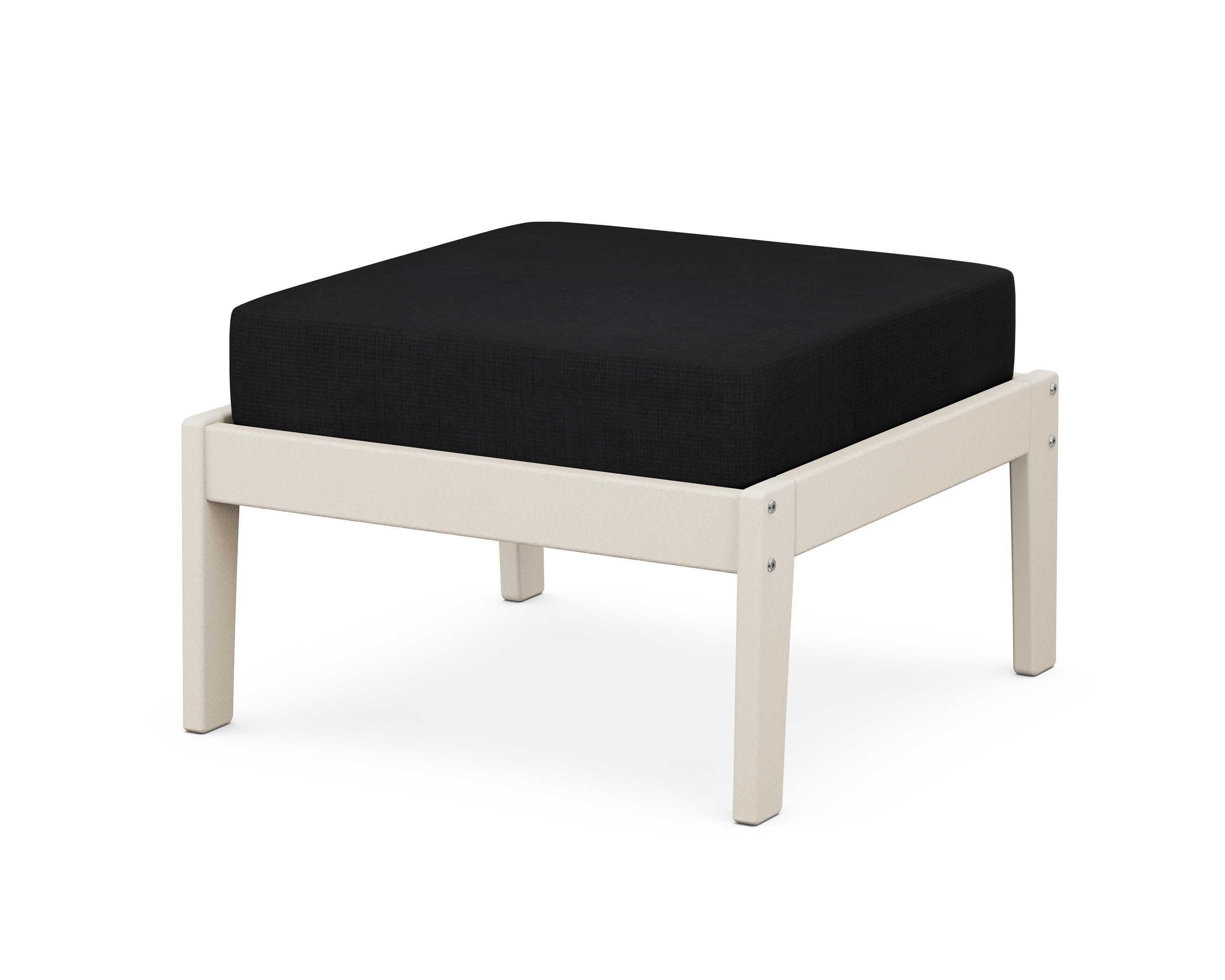 Deep Seating Ottoman in Sand / Midnight Linen