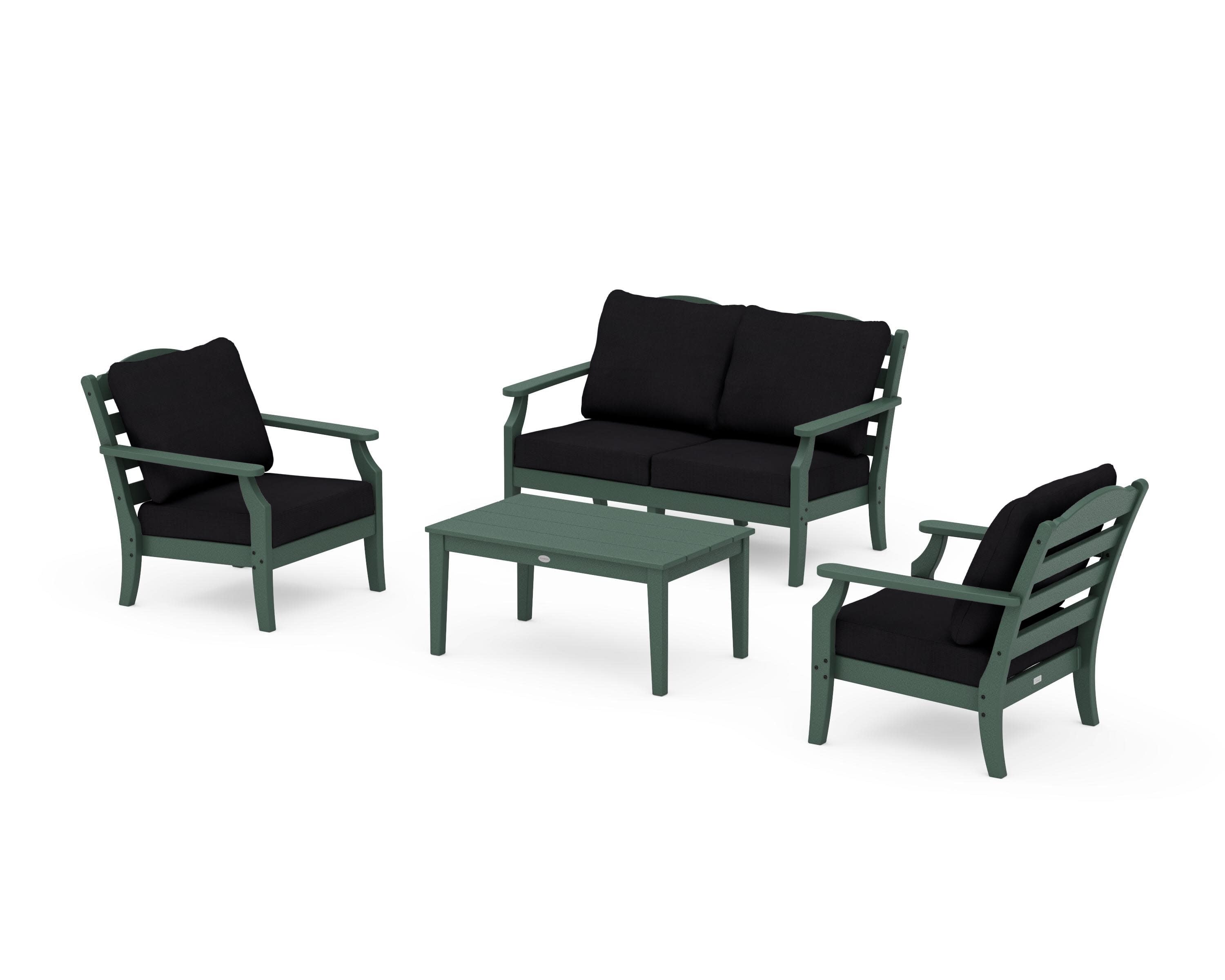 Savannah 4-Piece Deep Seating Set with Loveseat in Green / Midnight Linen