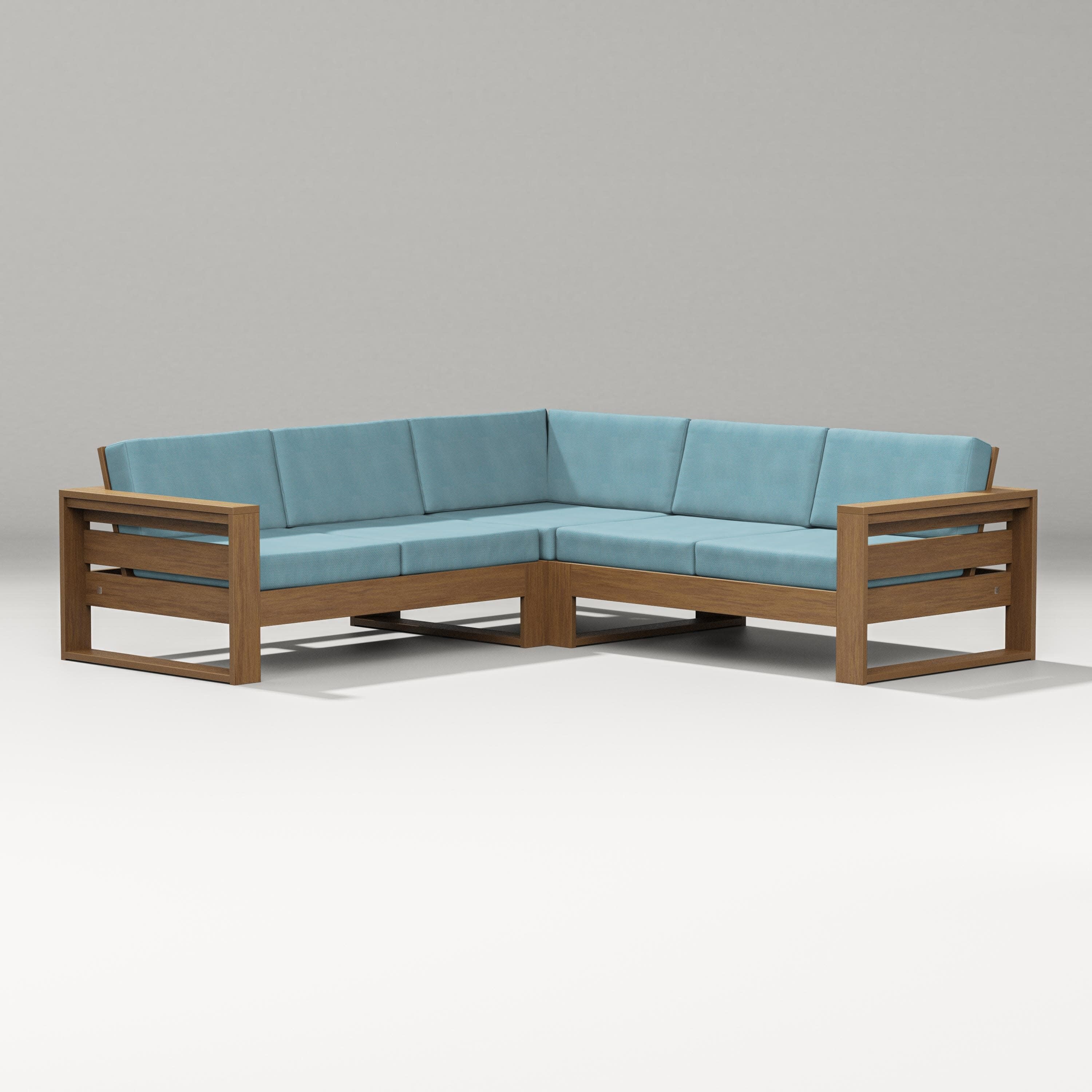 Latitude Corner Sectional in Natural / Lattice Sky Blue