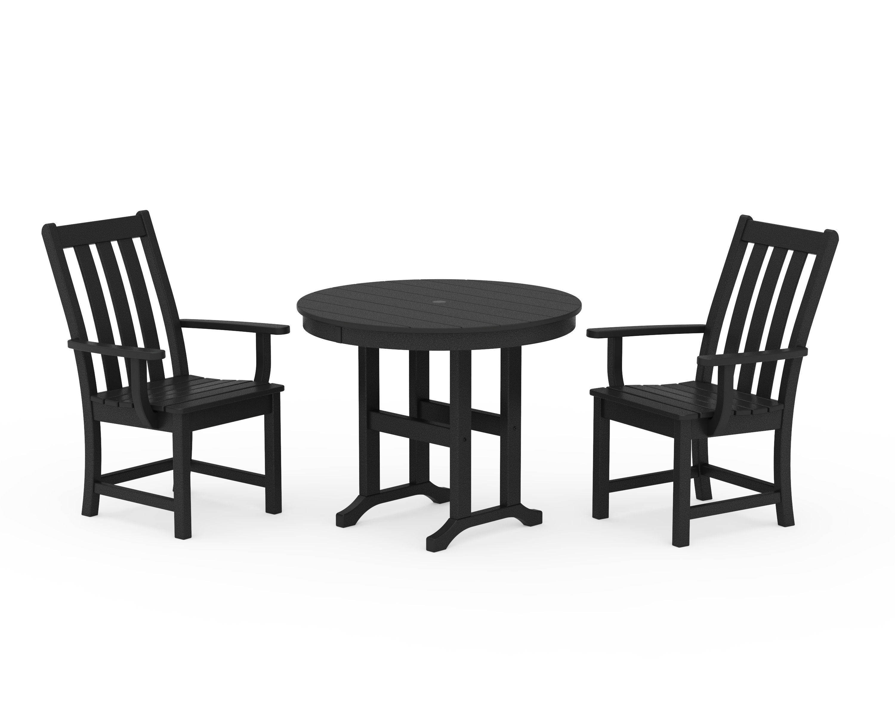 Vineyard 3-Piece Round Dining Set in Black